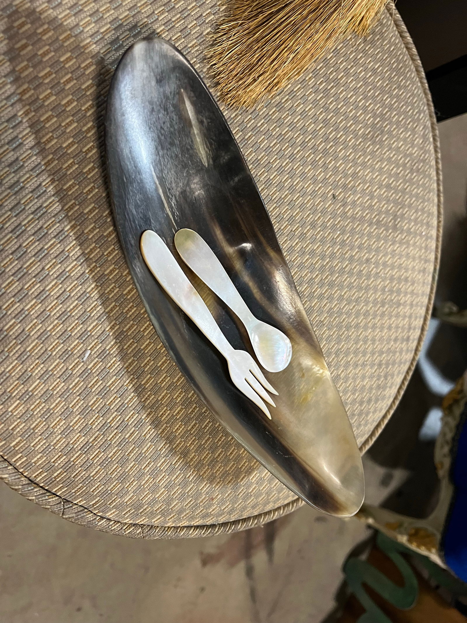 Pair of 1970s Mother-Of-Pearl Small Fork and Spoon - 6