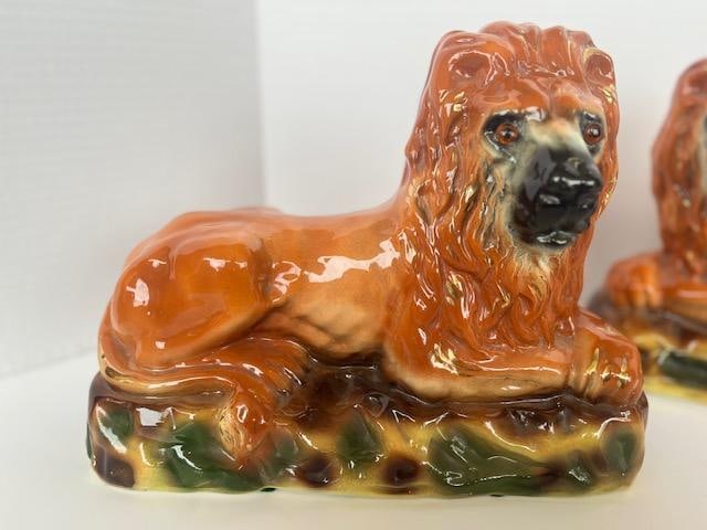 Staffordshire Lions With Glass Eyes - 2