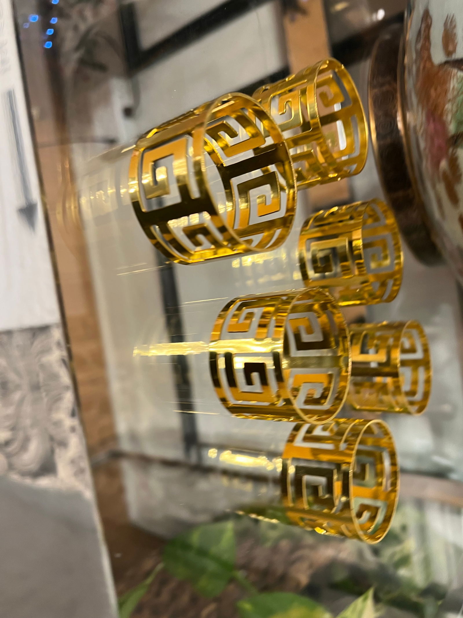 Collection of Greek Key Gold Napkin Rings- Set of 61970s - 6