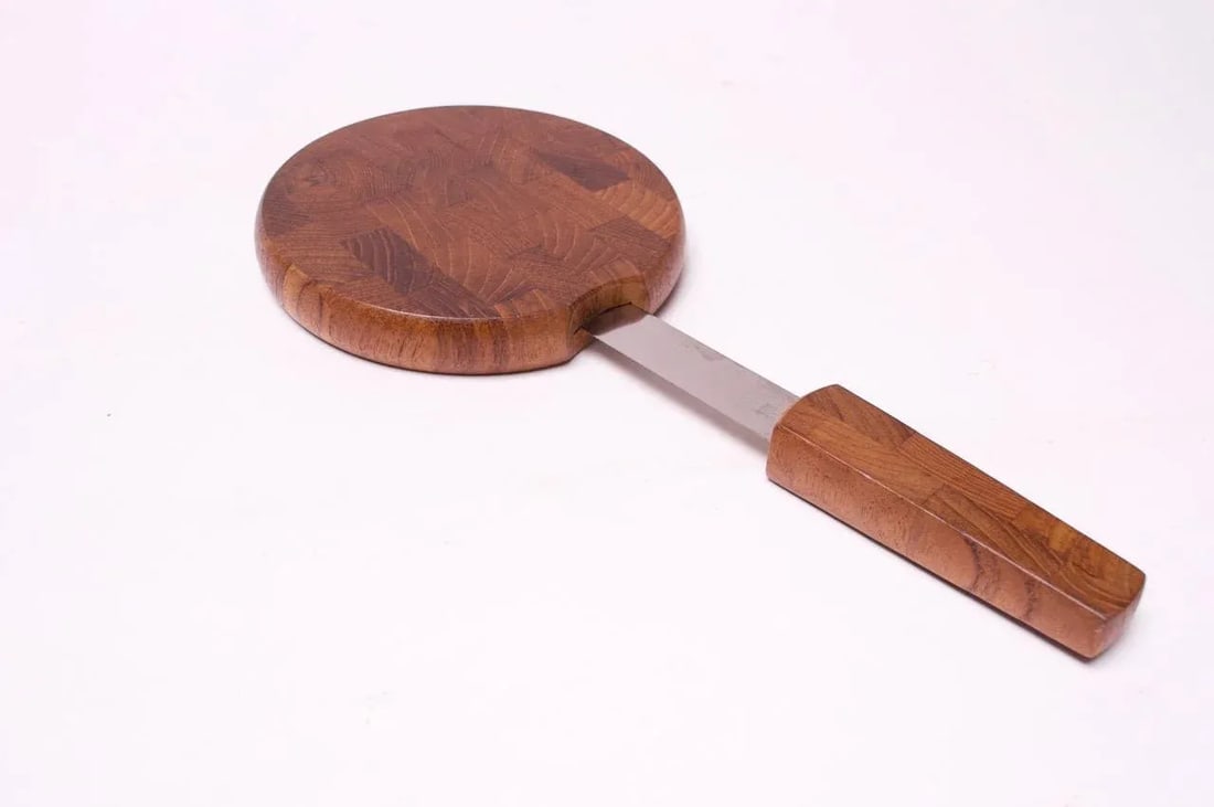 1970s Staved Teak Cutting Board With Knife by Dansk Designs - 3