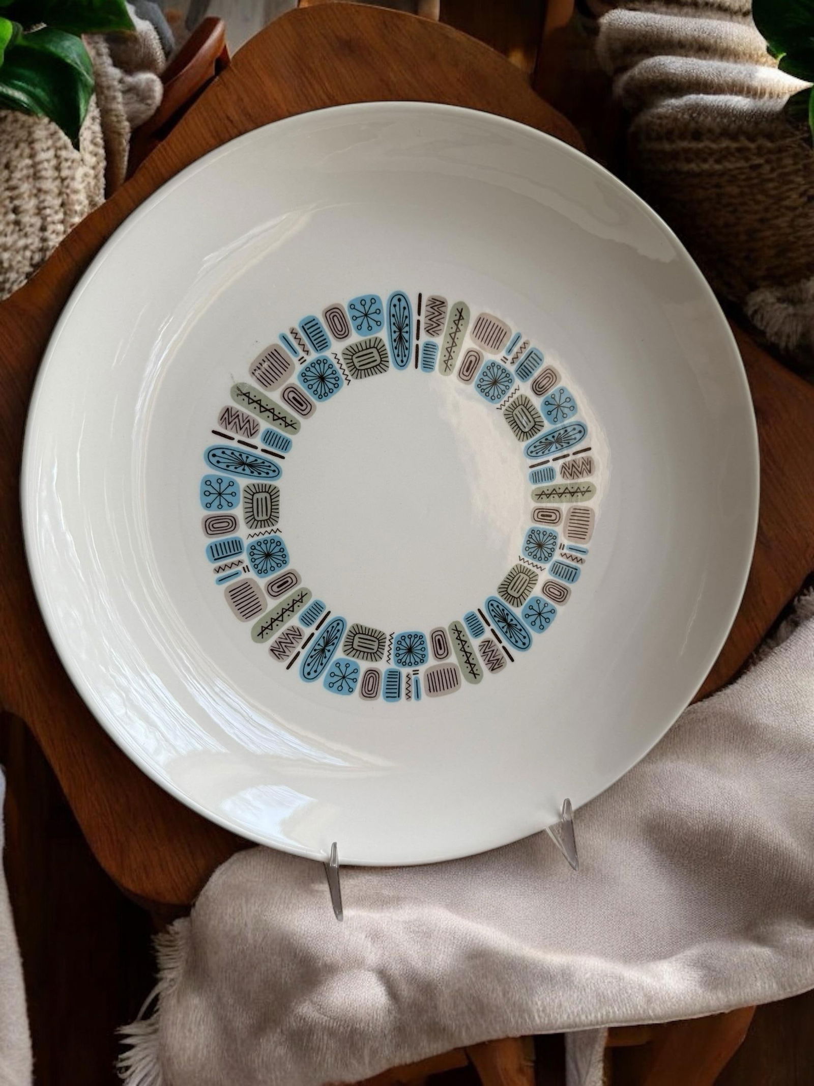 Mid-Century Modern Atomic Canonsburg Temporama Dinner Plates - Set of 5 - 10