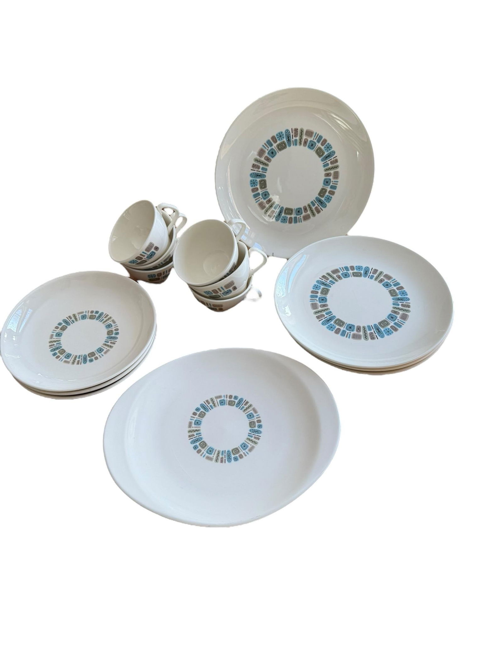 Mid-Century Modern Atomic Canonsburg Temporama Dinner Plates - Set of 5 - 12