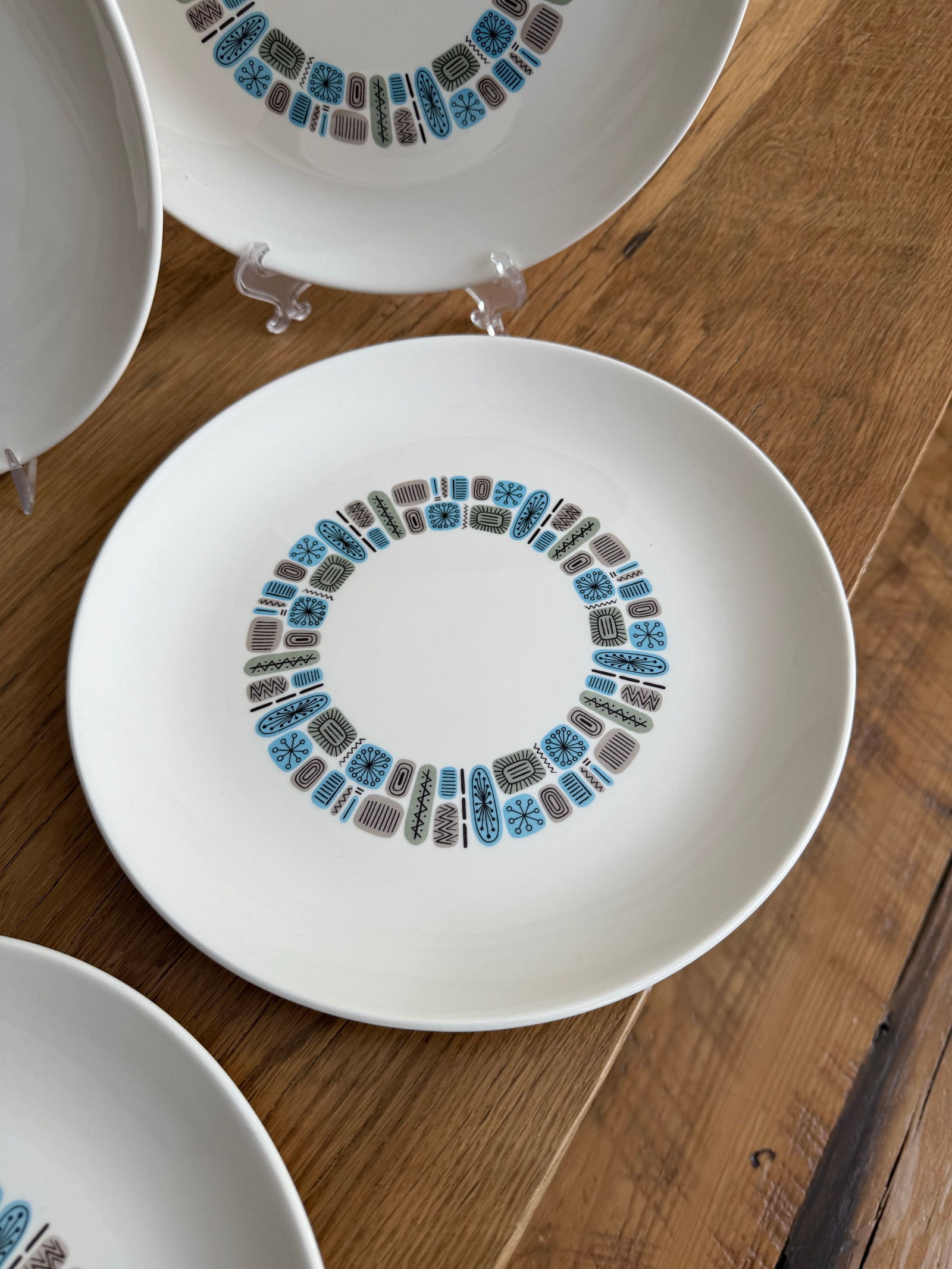 Mid-Century Modern Atomic Canonsburg Temporama Dinner Plates - Set of 5 - 3