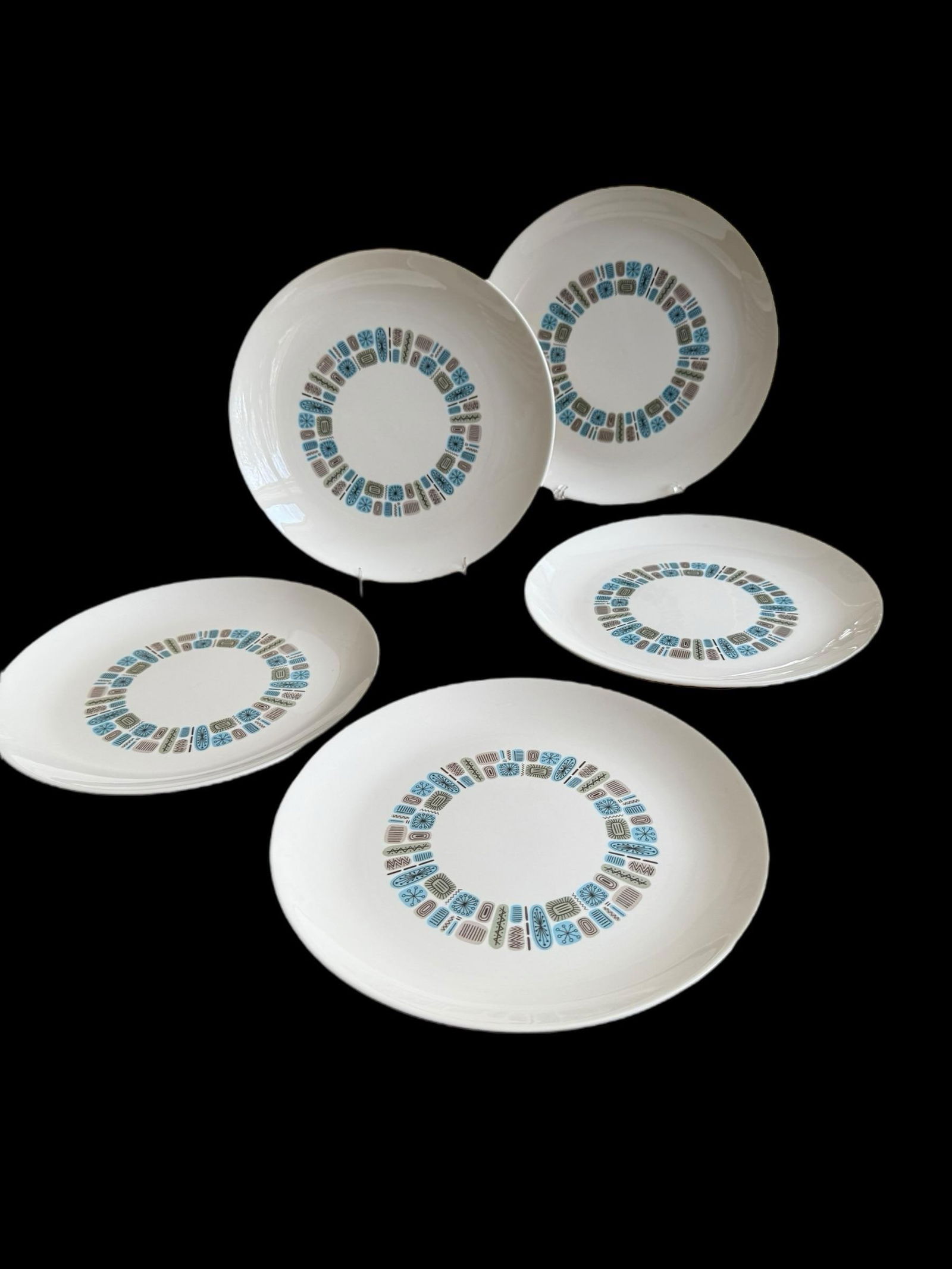 Mid-Century Modern Atomic Canonsburg Temporama Dinner Plates - Set of 5 - 5
