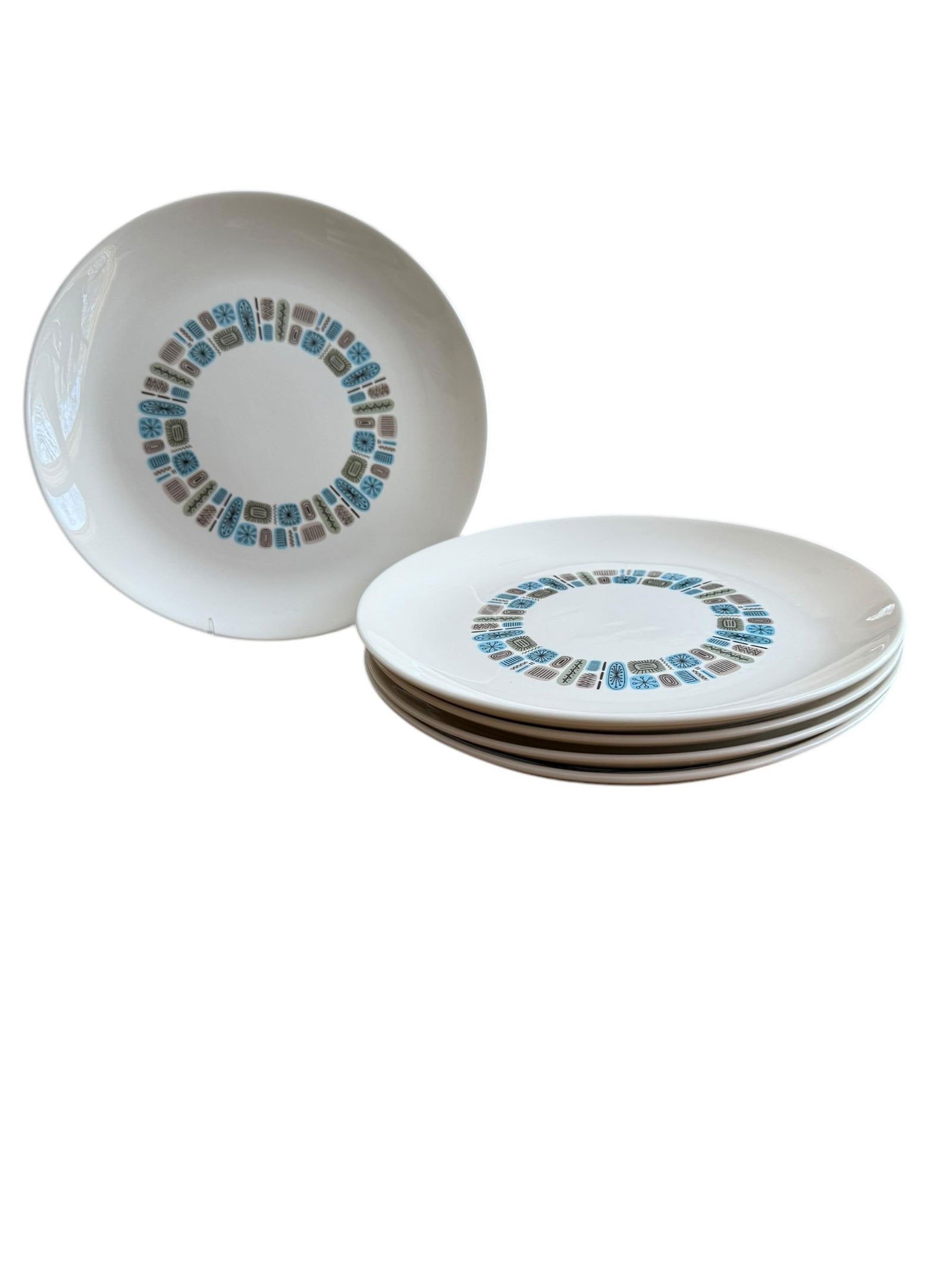 Mid-Century Modern Atomic Canonsburg Temporama Dinner Plates - Set of 5 - 7
