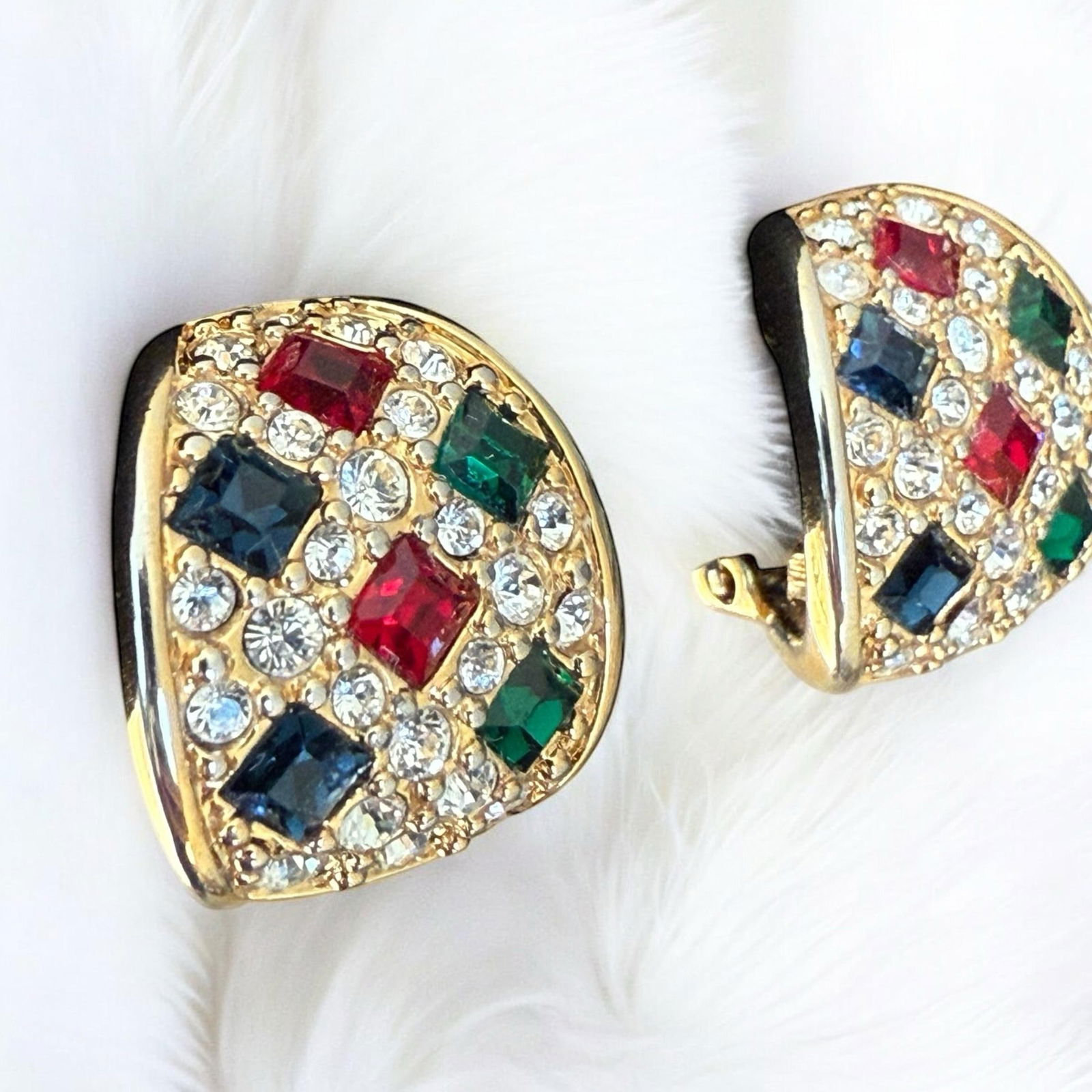 1980s Vintage Signed Swarovski Clip on Earrings, A Pair - 2