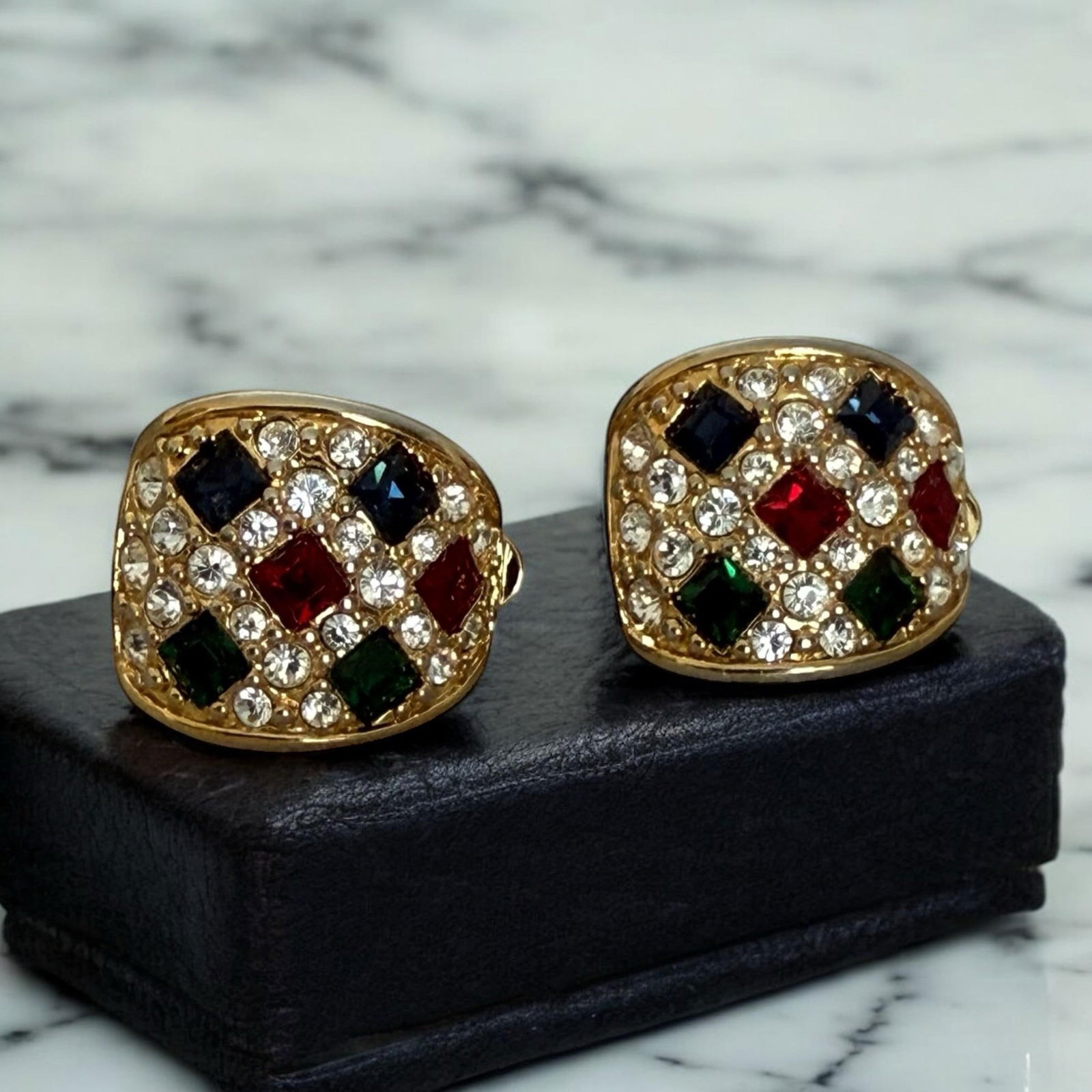 1980s Vintage Signed Swarovski Clip on Earrings, A Pair - 8