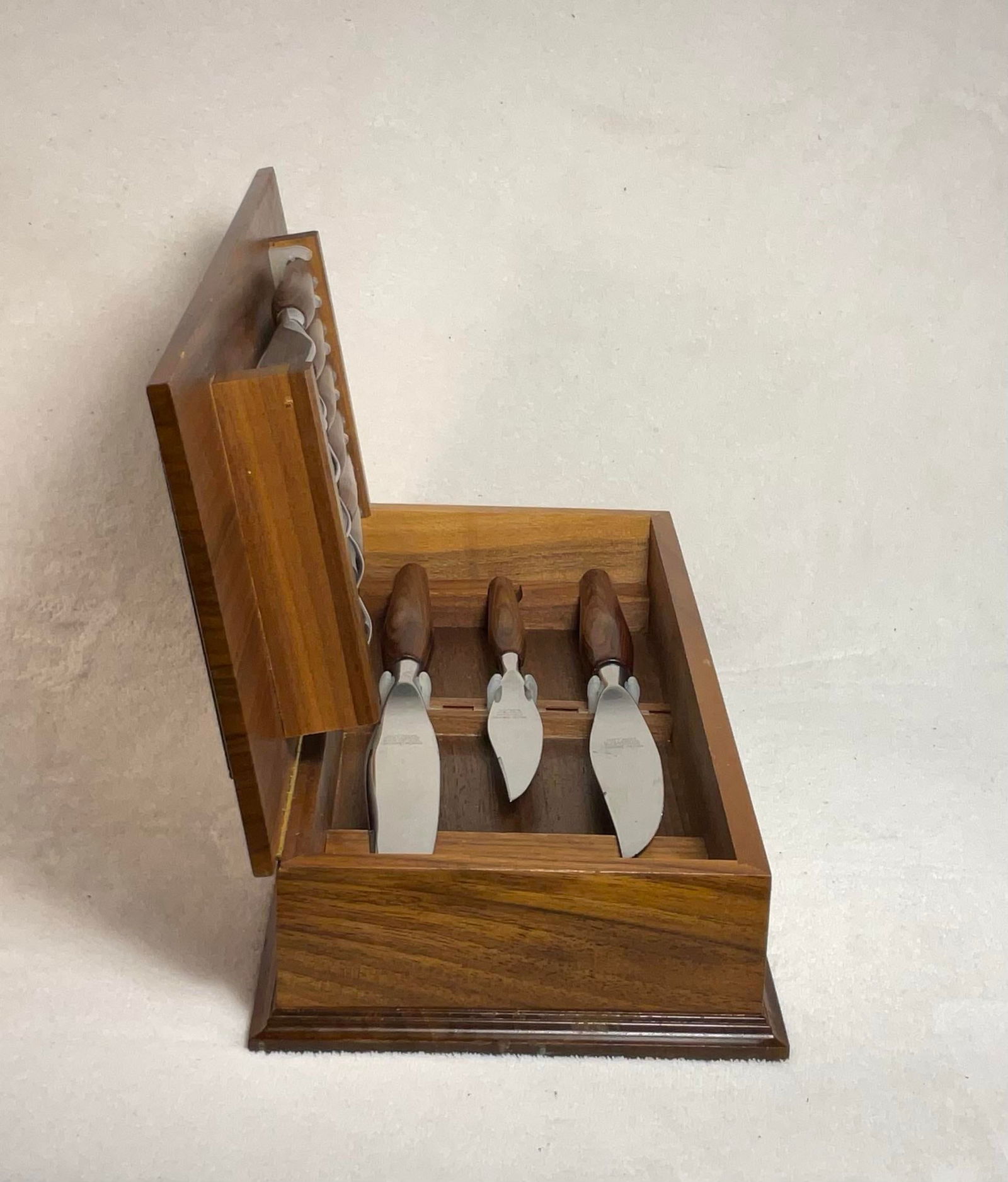 Mode Danish Rosewood Stainless Steel Knives by Sheffield England in Presentation Case, C. 70s - 4