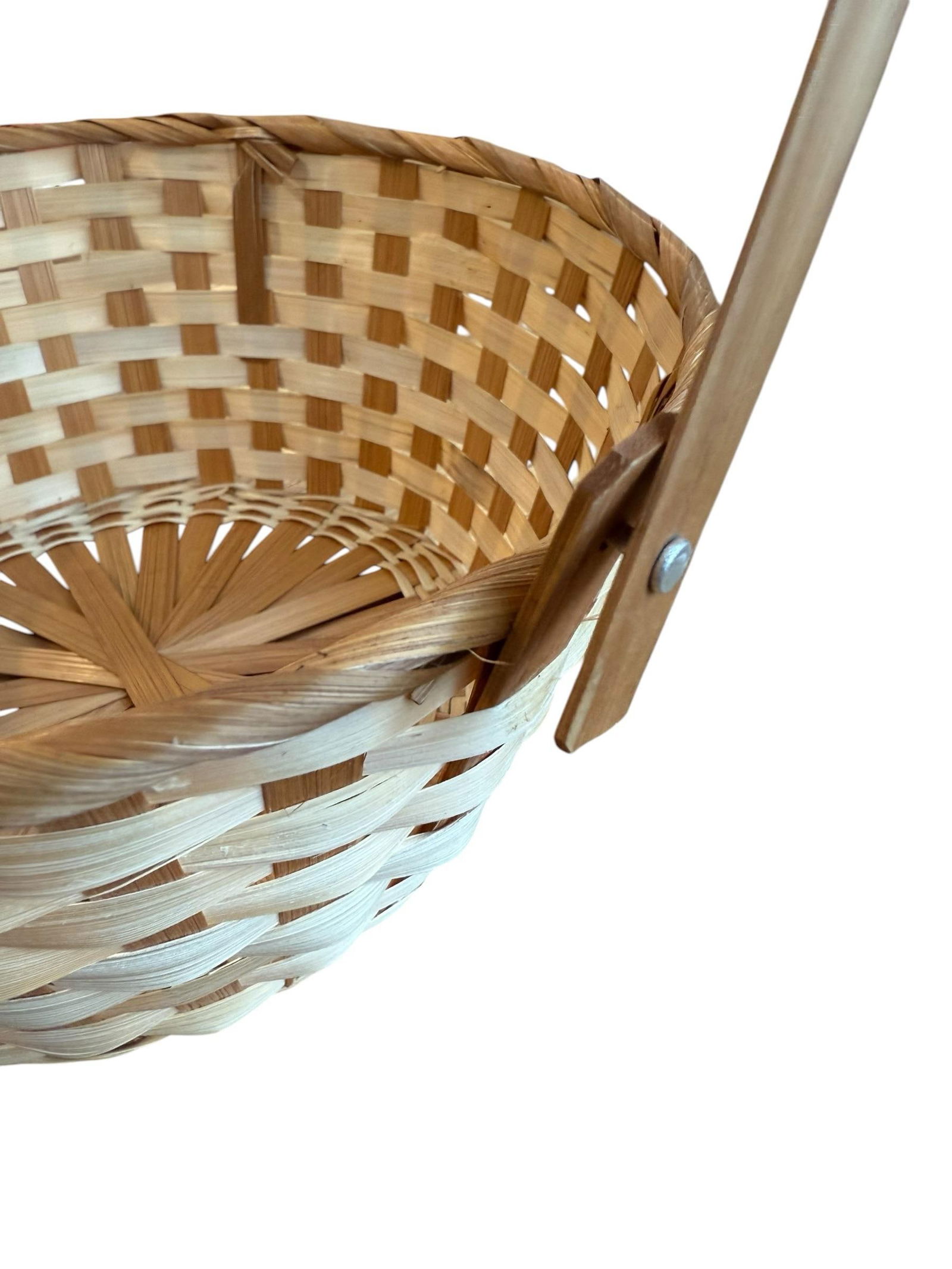 Basket Natural Split Reed Woven Two Tone - 4