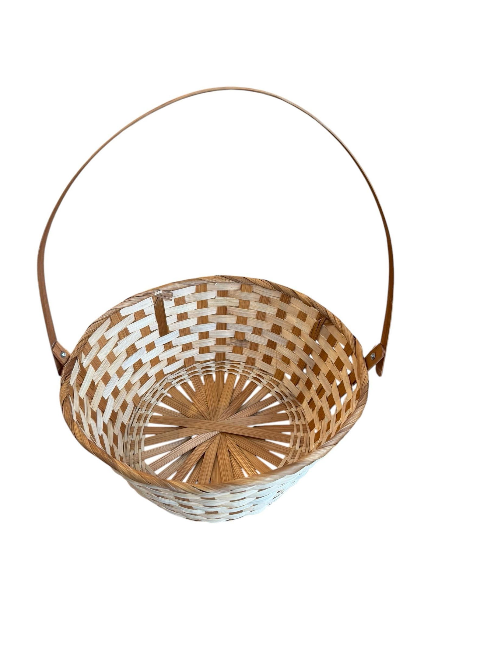 Basket Natural Split Reed Woven Two Tone - 6