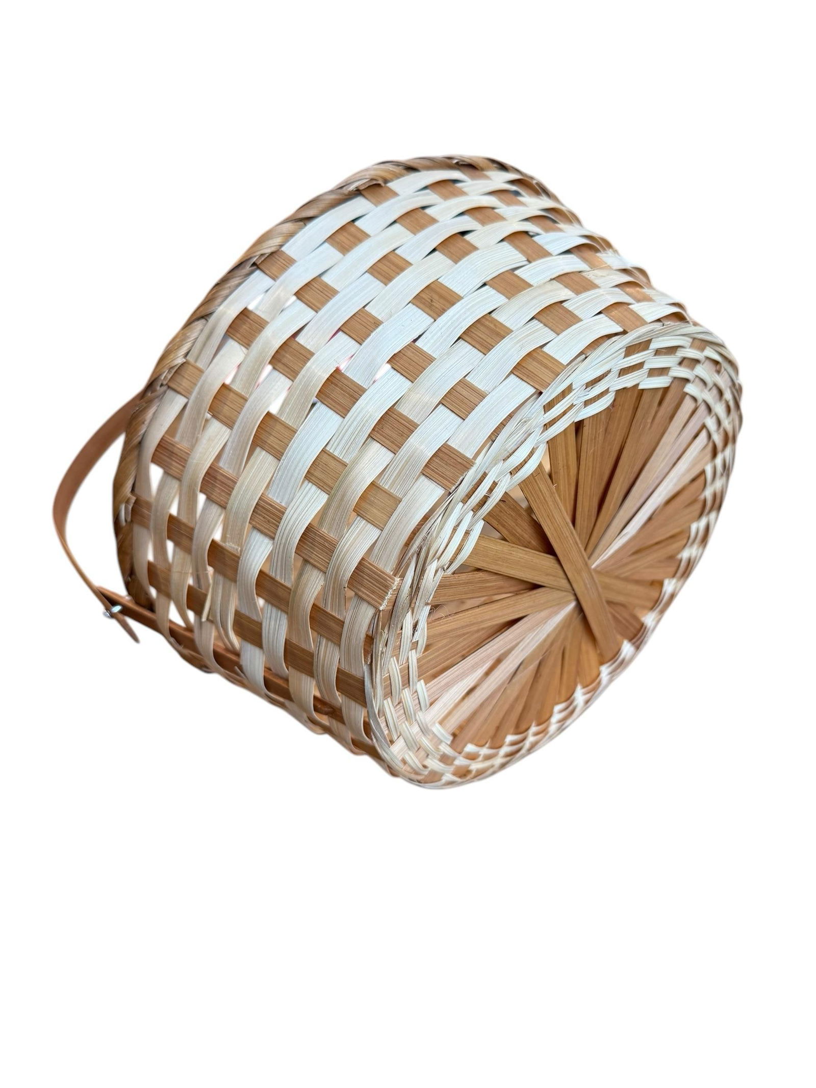 Basket Natural Split Reed Woven Two Tone - 7