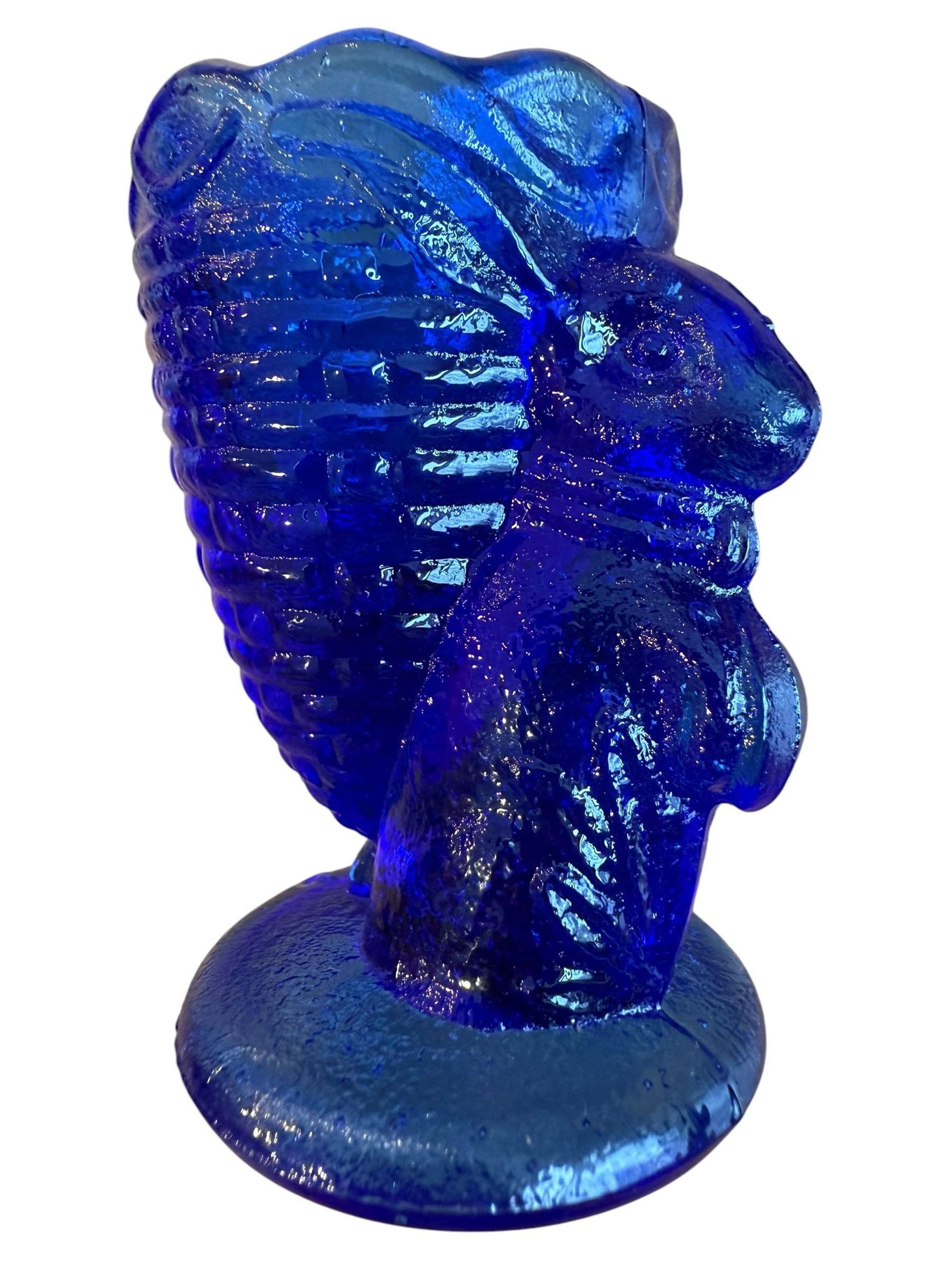 Mid 20th Century Fenton Blue Glass Easter Bunny Tiny Vase Toothpick Holder - 6