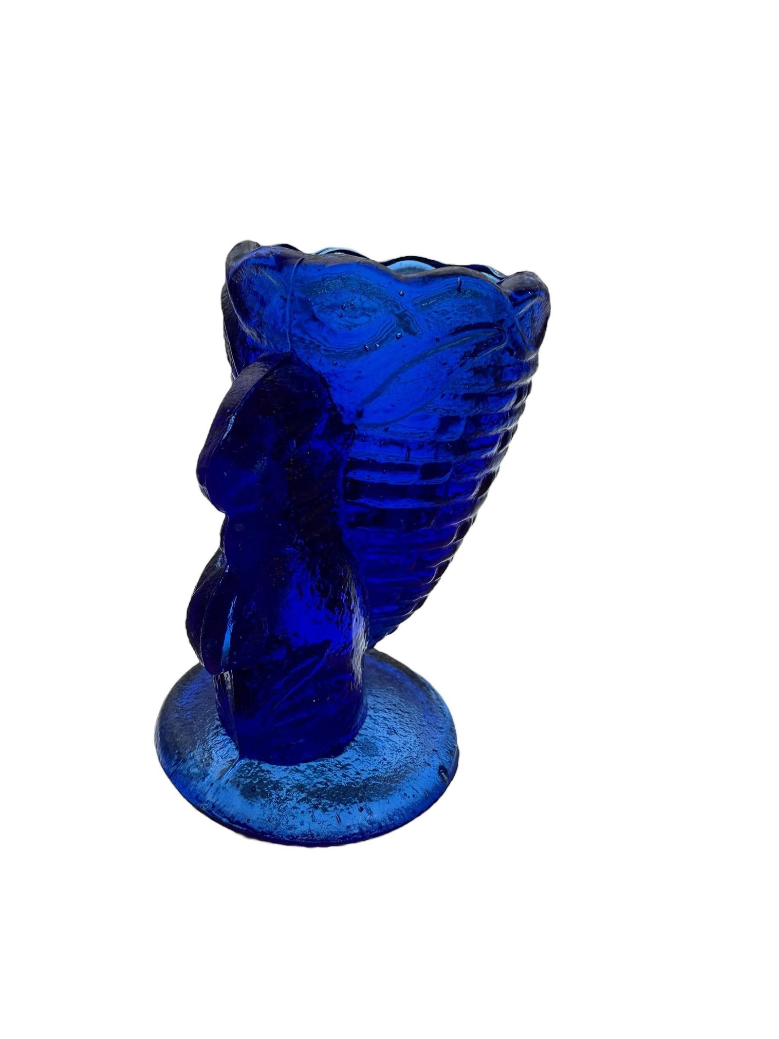 Mid 20th Century Fenton Blue Glass Easter Bunny Tiny Vase Toothpick Holder - 8