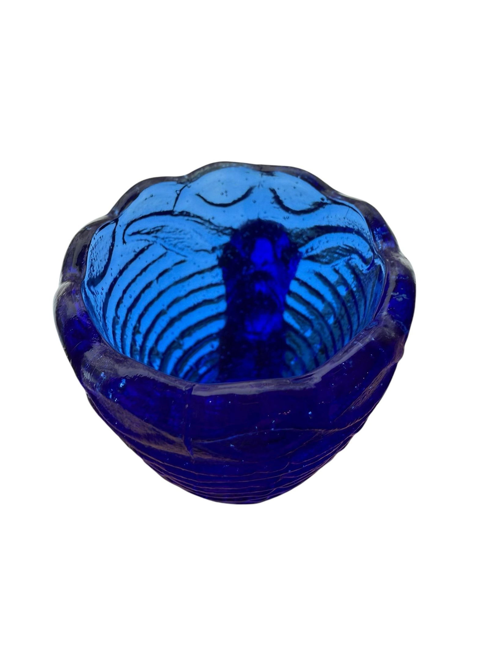 Mid 20th Century Fenton Blue Glass Easter Bunny Tiny Vase Toothpick Holder - 9