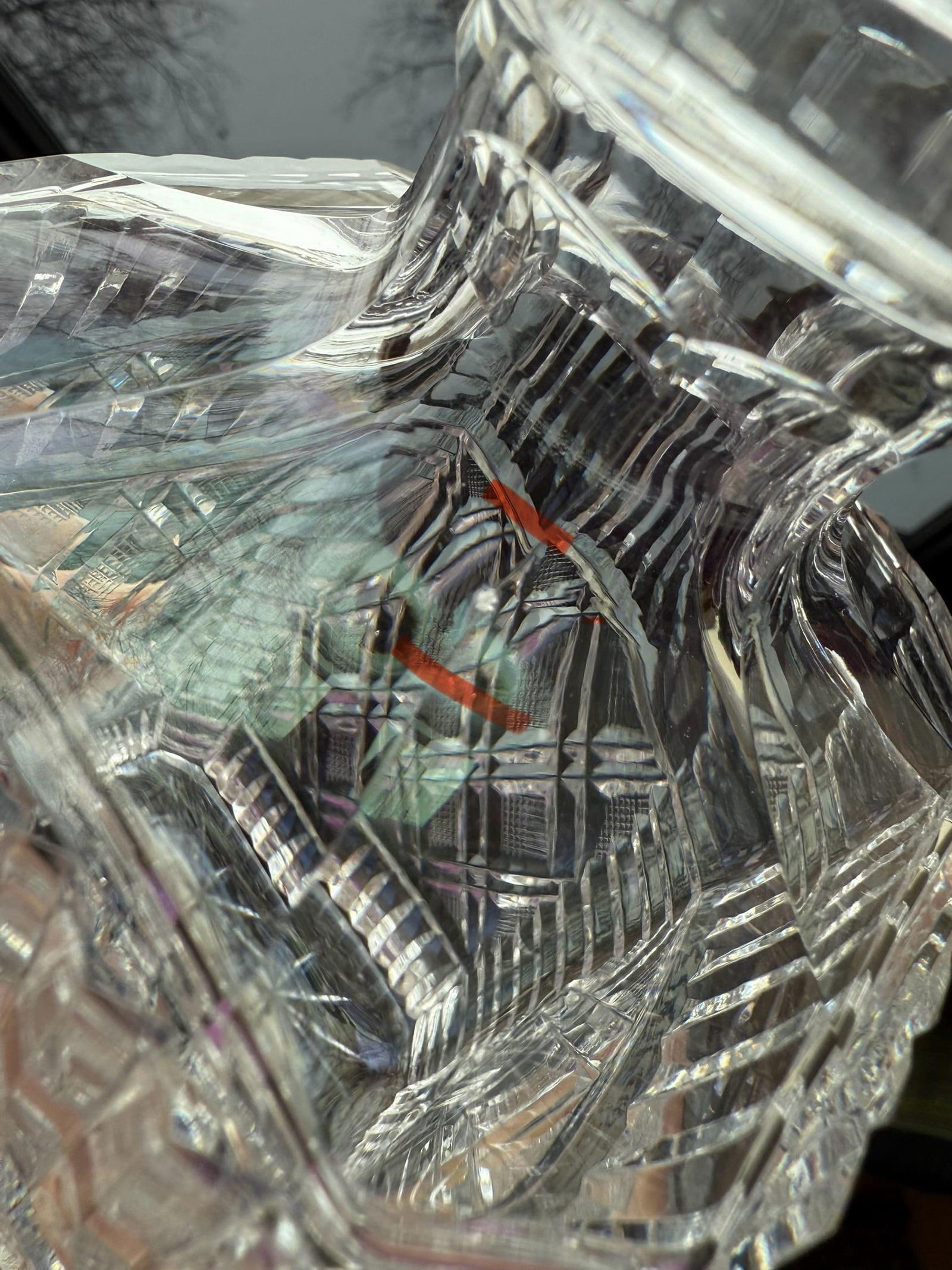 Vintage Bourbon Waterford Crystal Strawberry Square Master Cutter Spirit Decanter & Silver-Plate Tag - 9