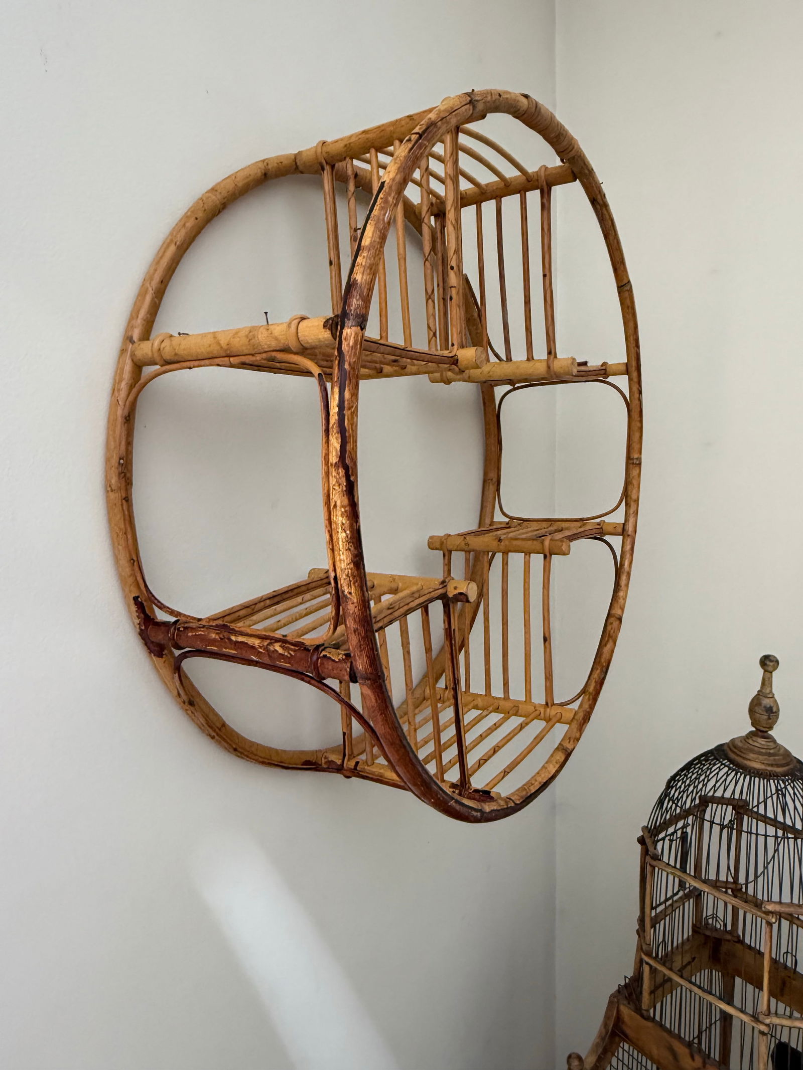 Coastal Bent Bamboo Round Shelf - 7