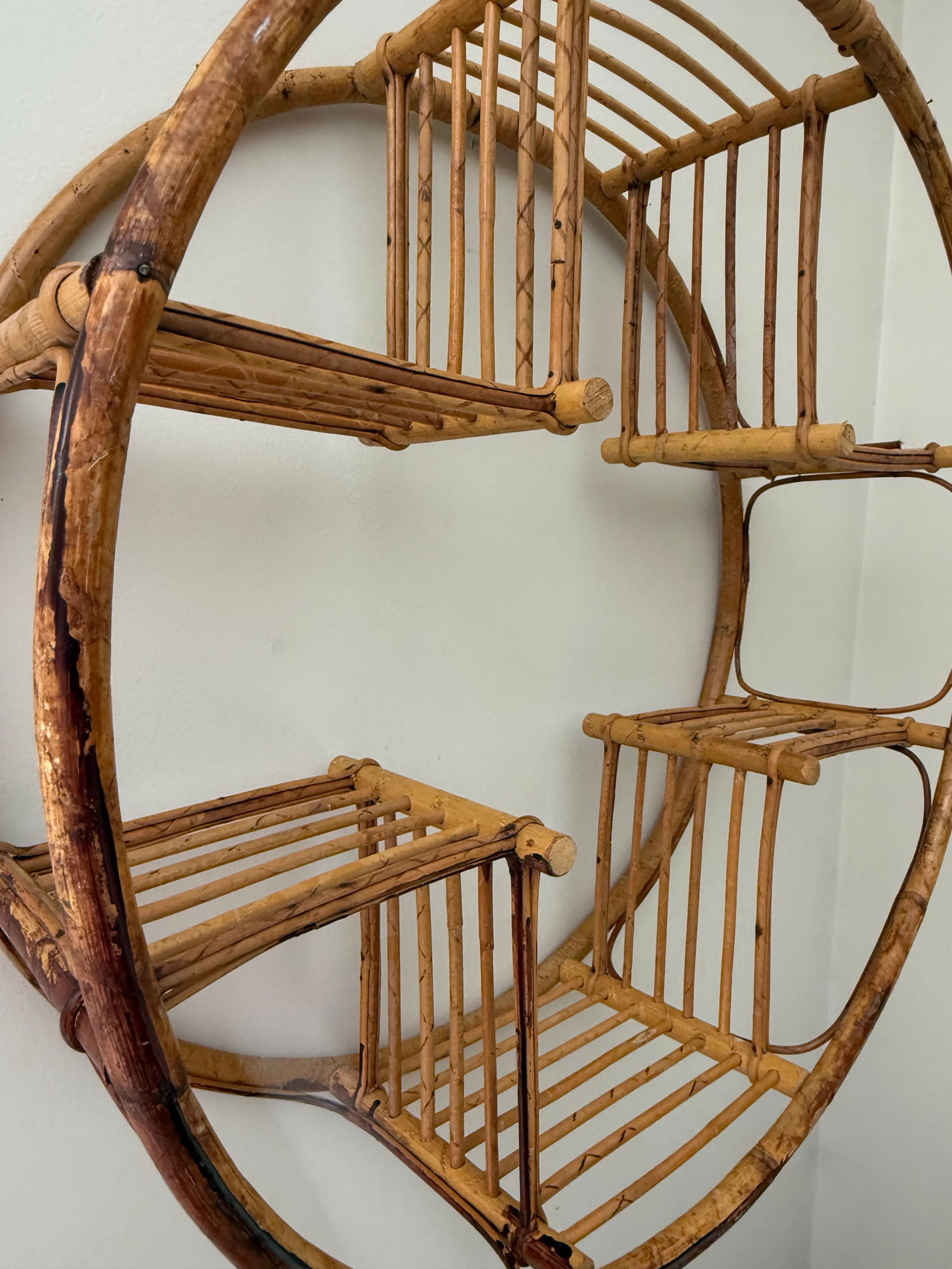 Coastal Bent Bamboo Round Shelf - 8