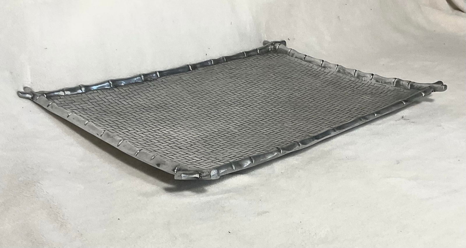 Mariposa Aluminum Bamboo Oversized Serving Platter, Hecho en Mexico, Circa 1980s - 2