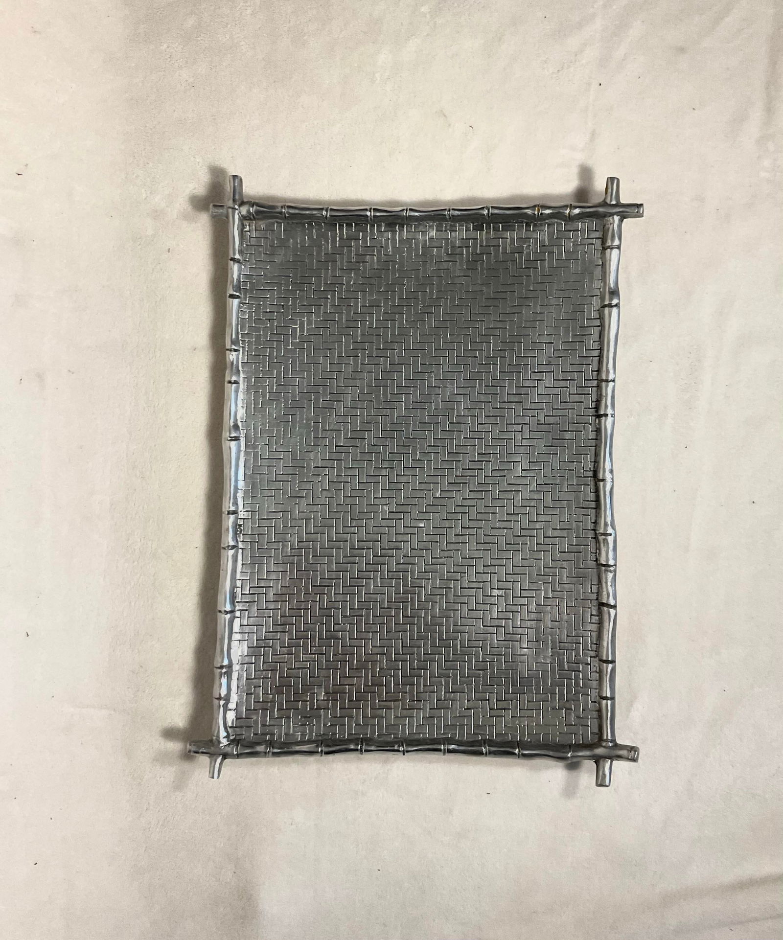 Mariposa Aluminum Bamboo Oversized Serving Platter, Hecho en Mexico, Circa 1980s - 3