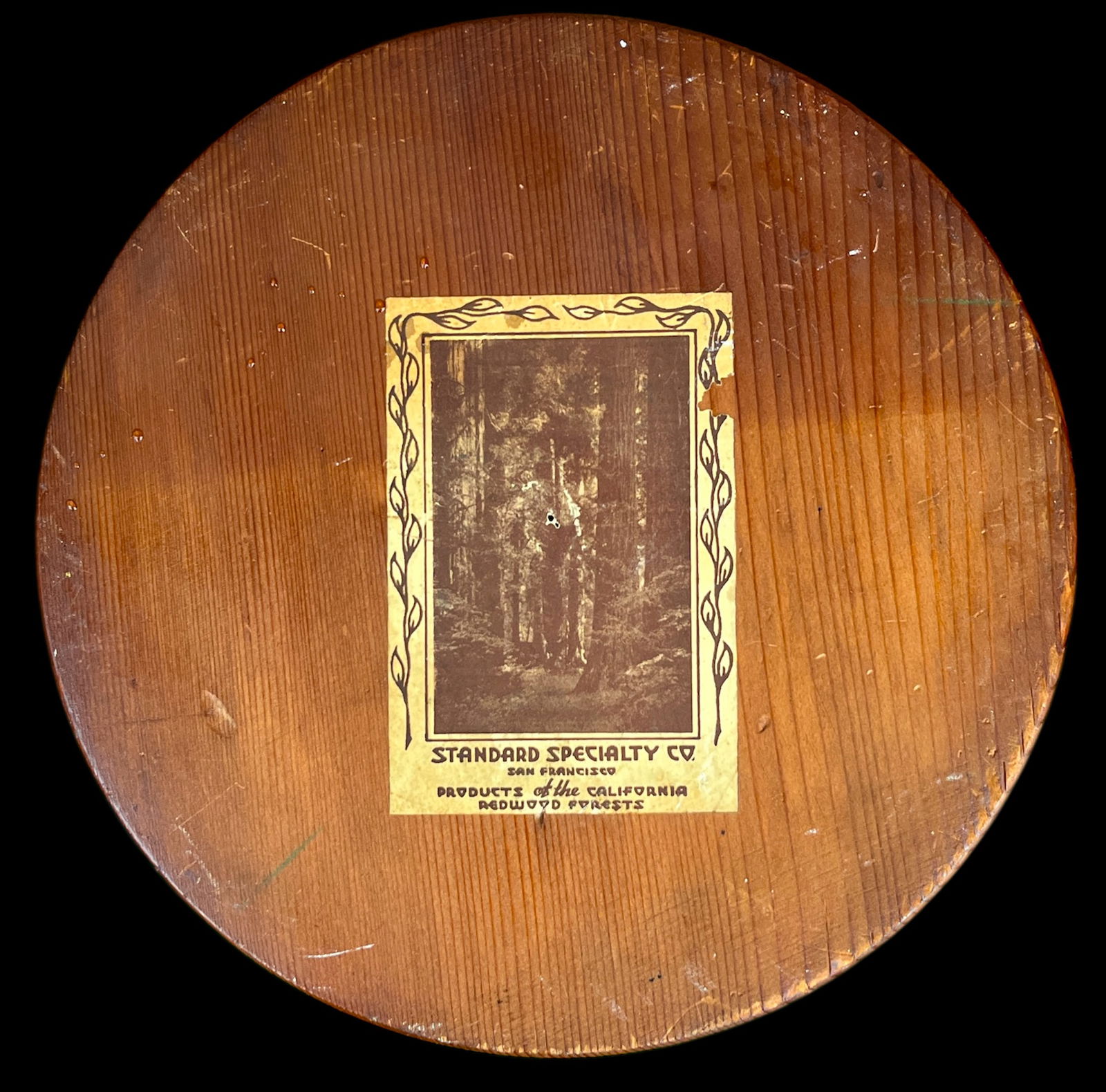 Large 1930s Handmade Parquetry Marquetry Wooden Round Arts and Crafts Style Lidded Box - 6