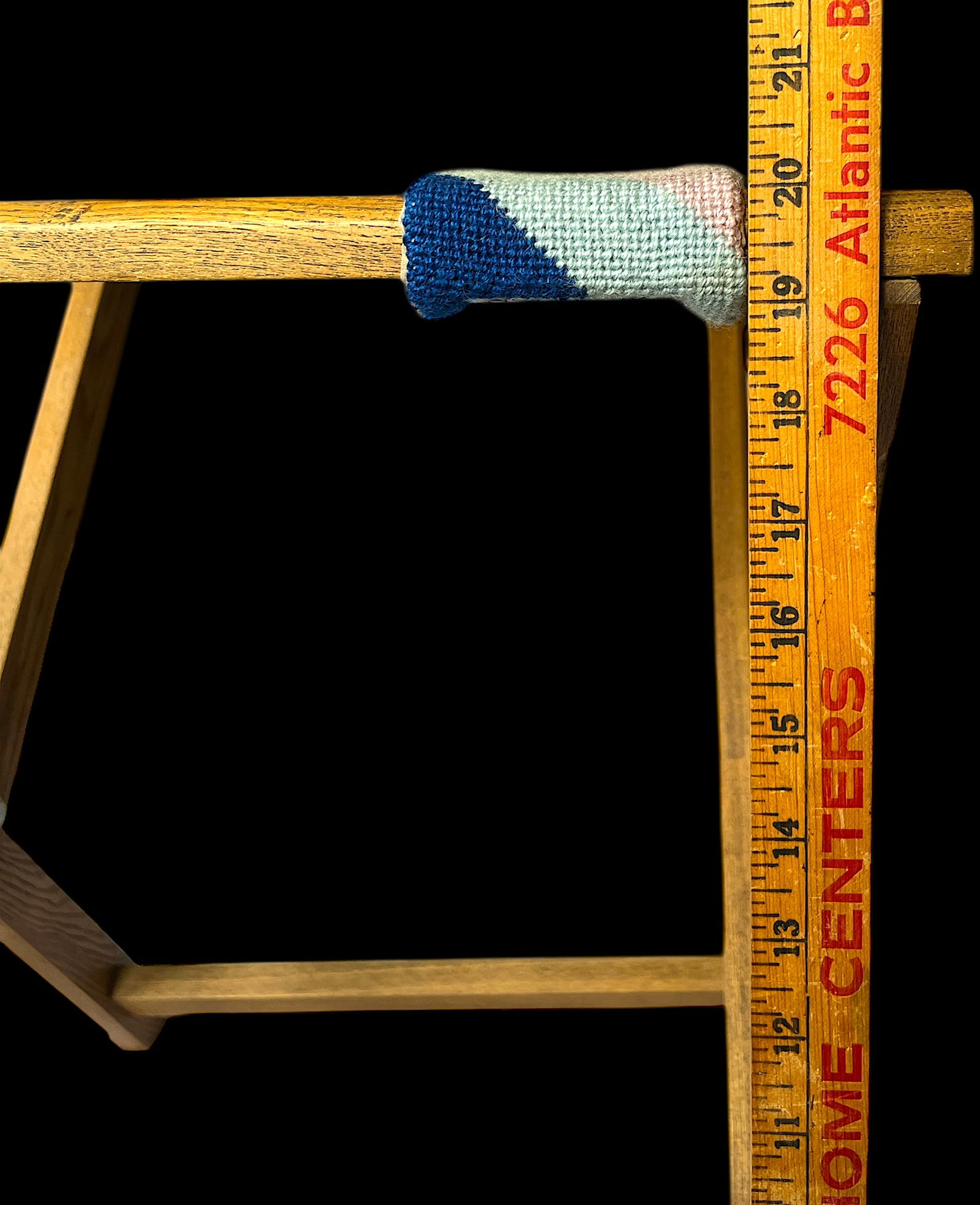 1980s Vintage Striped Needle Point Wooden Luggage Rack - 6