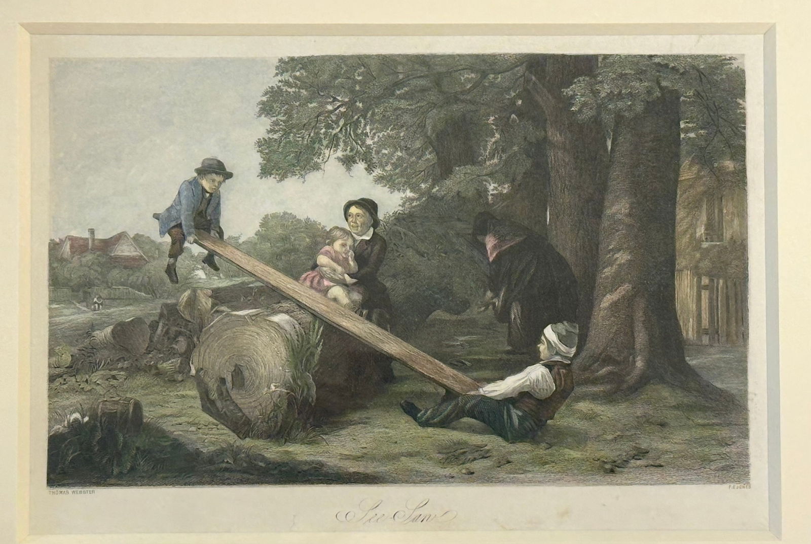 See Saw, Original Framed Engraving, C. 1850 - 4