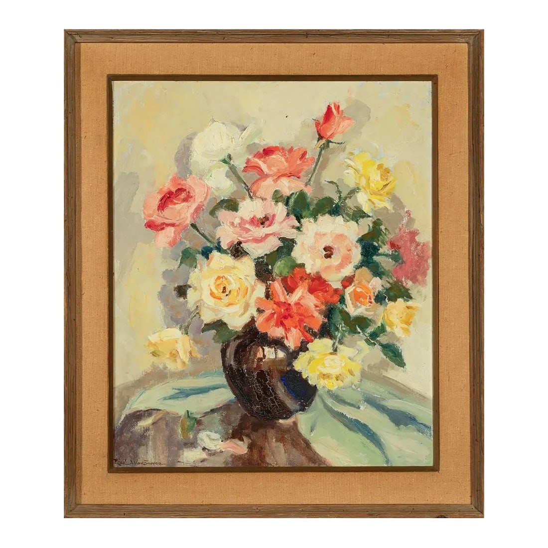 Floral Still Life Signed & Framed Oil on Canvas (1 of 3)