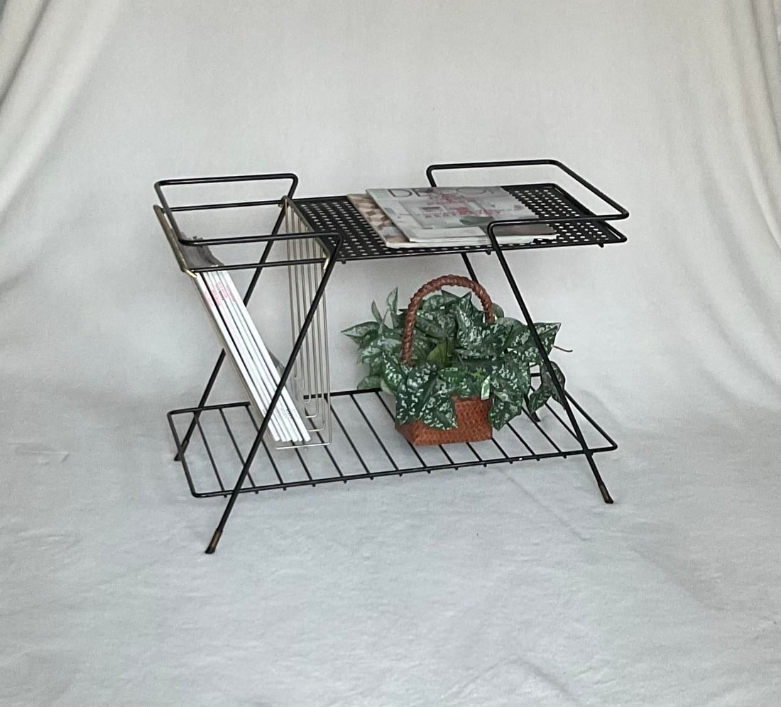 Vintage 1960s Mathieu Mategot Style Mid-Century Modern Magazine Rack Table - 10
