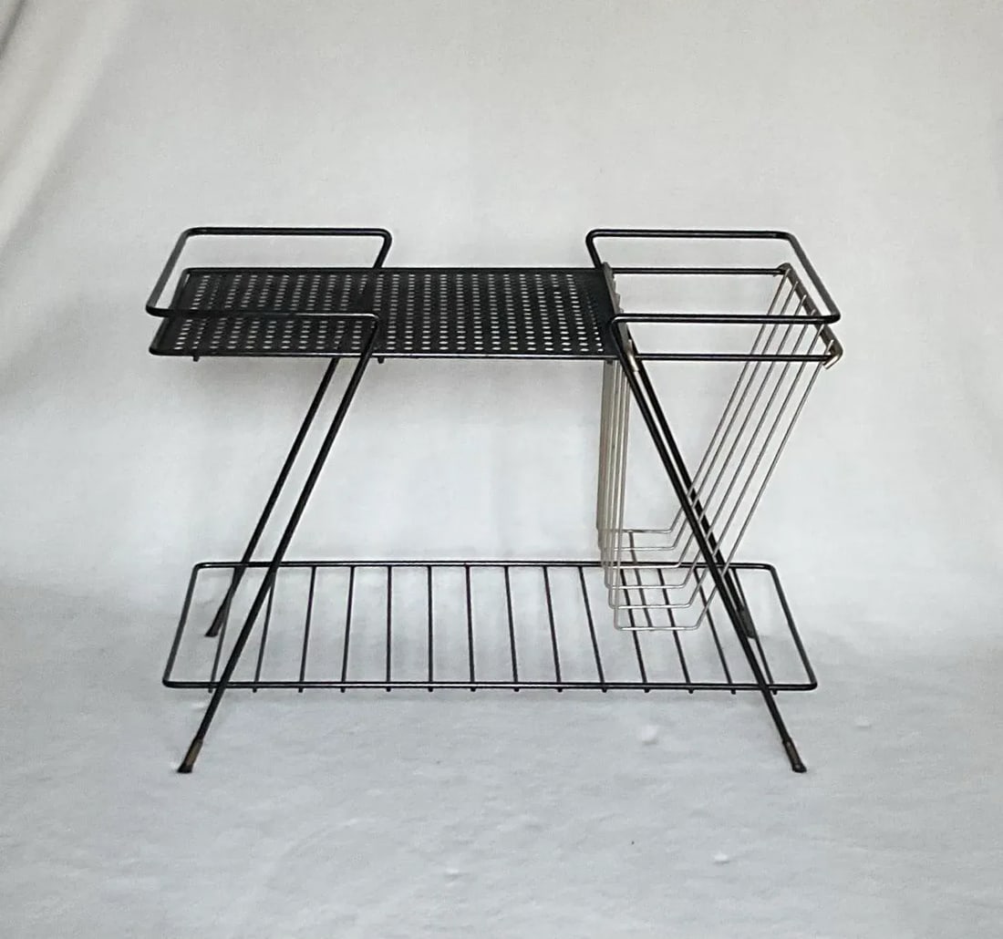 Vintage 1960s Mathieu Mategot Style Mid-Century Modern Magazine Rack Table - 2