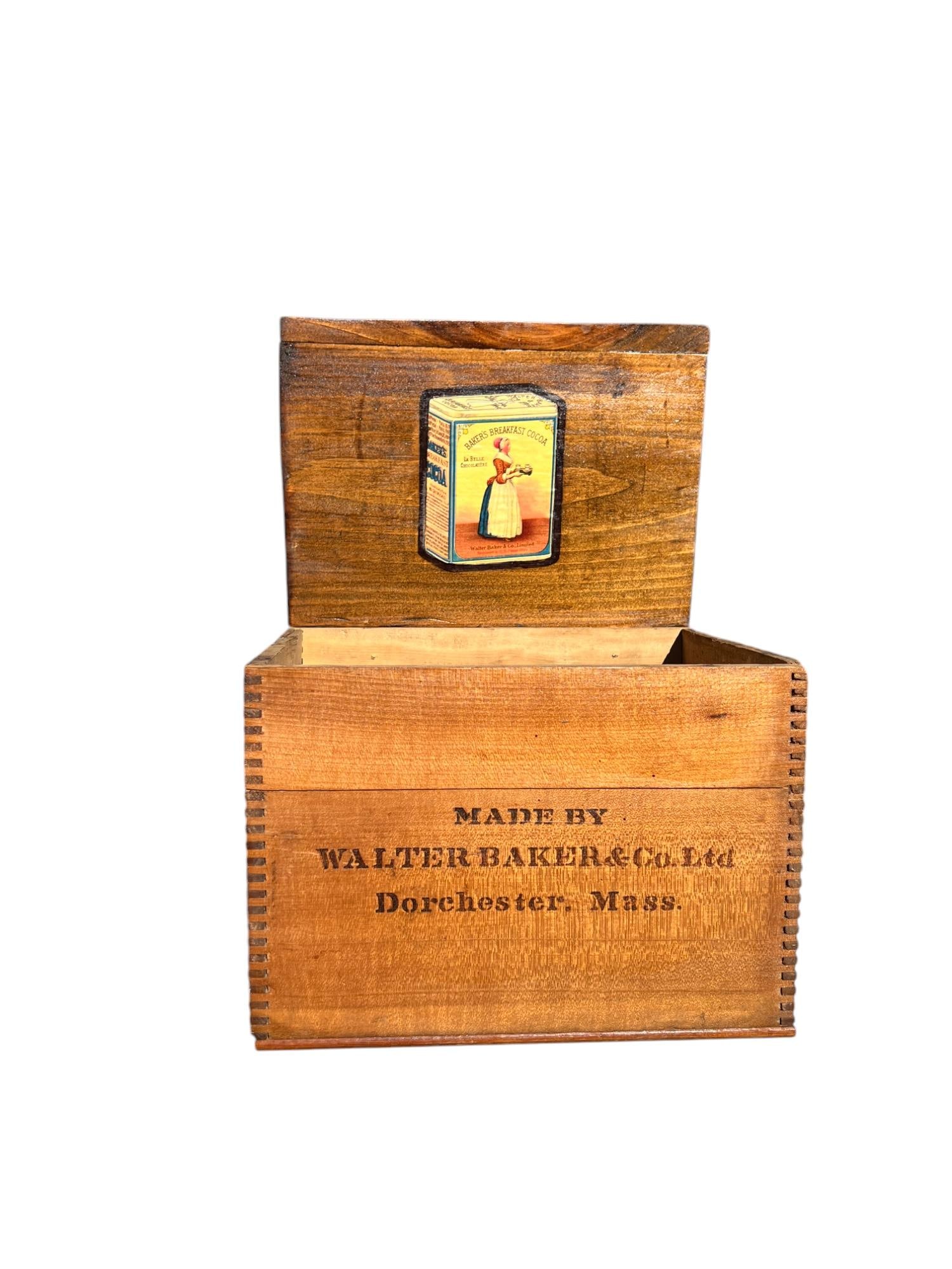 Antique Wood Baker's Chocolate Boxes From Maine, Pair - 3