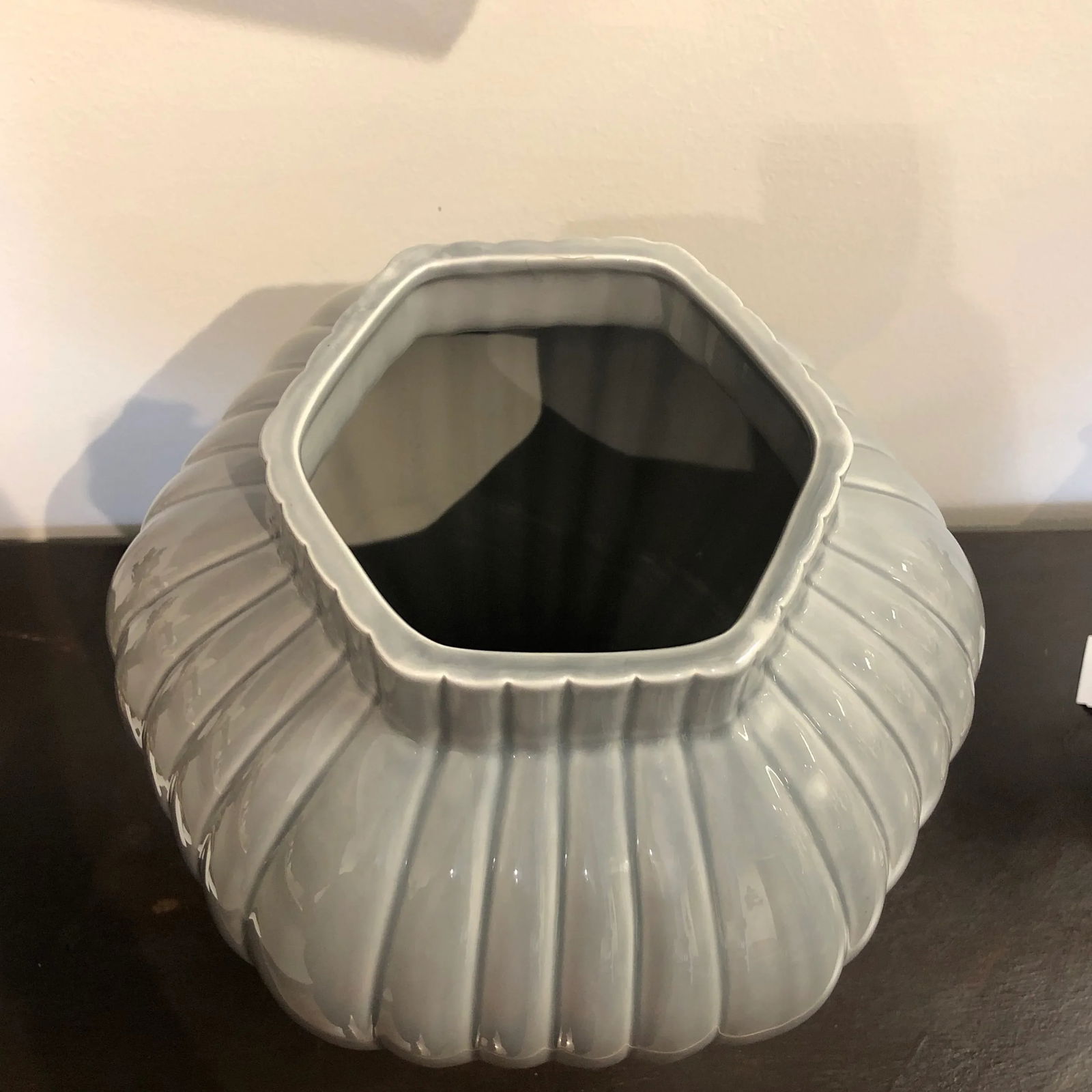 Vintage Italian Grey Ceramic Vase With Lid and Fluted Design - 7