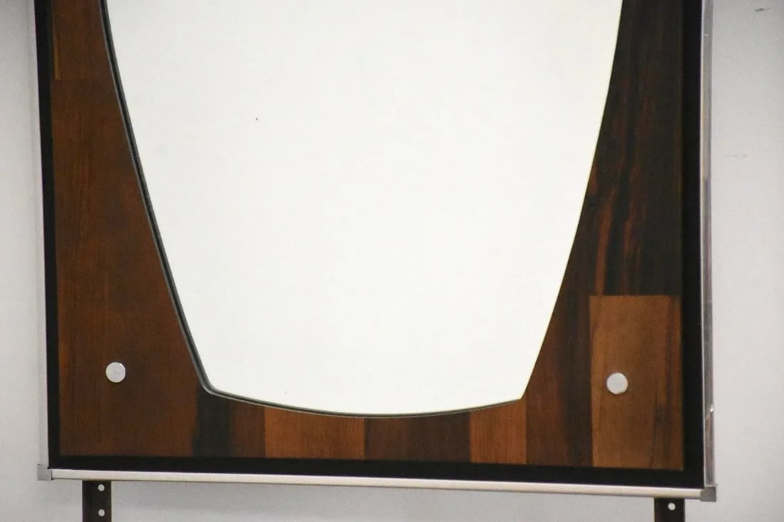 1970s Rosewood and Chrome Mirror - 4