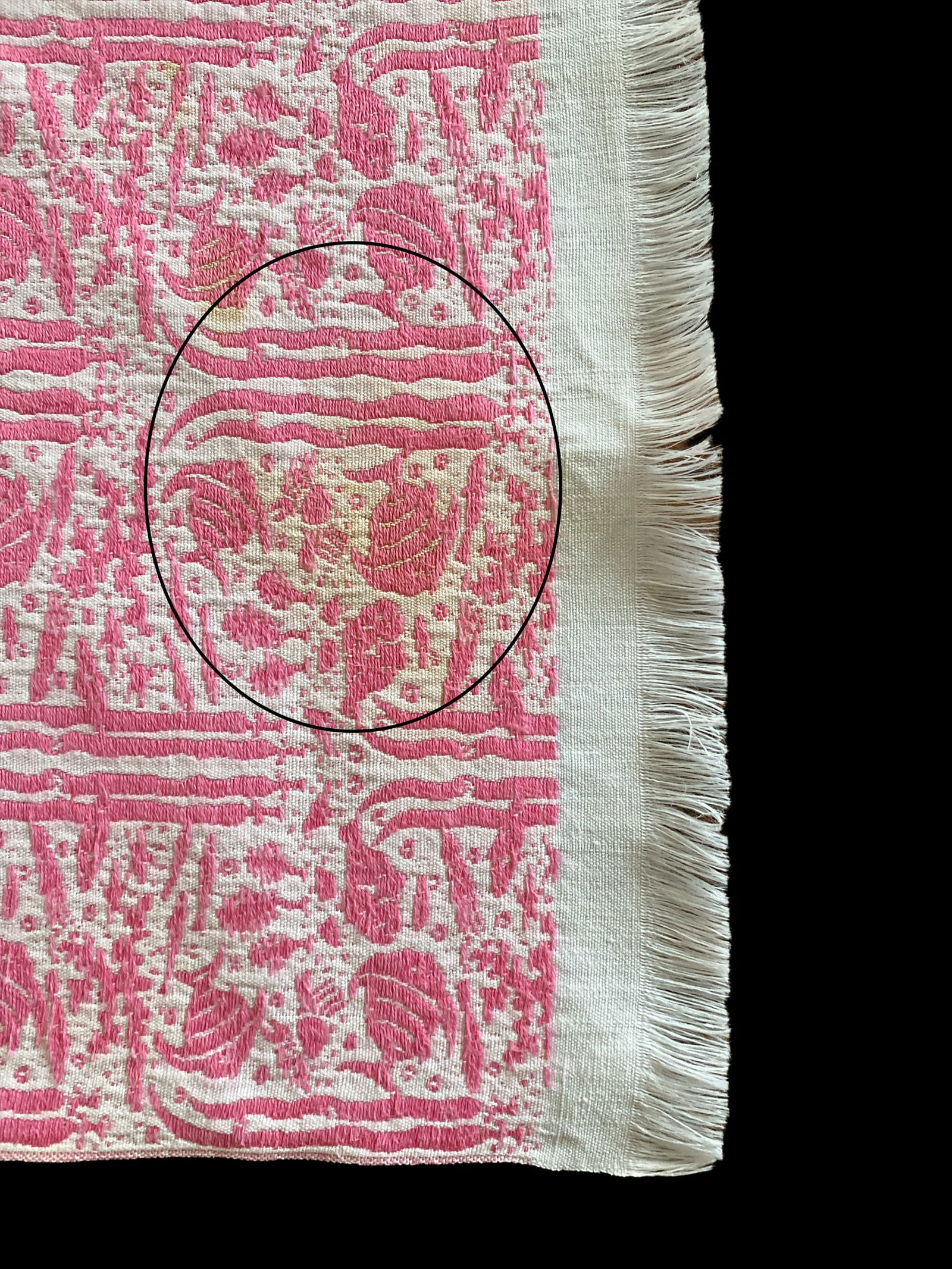 1950s Linen Pink and White Tropical Fish Print Placemats Cloth Napkins - Set of 8 - 10