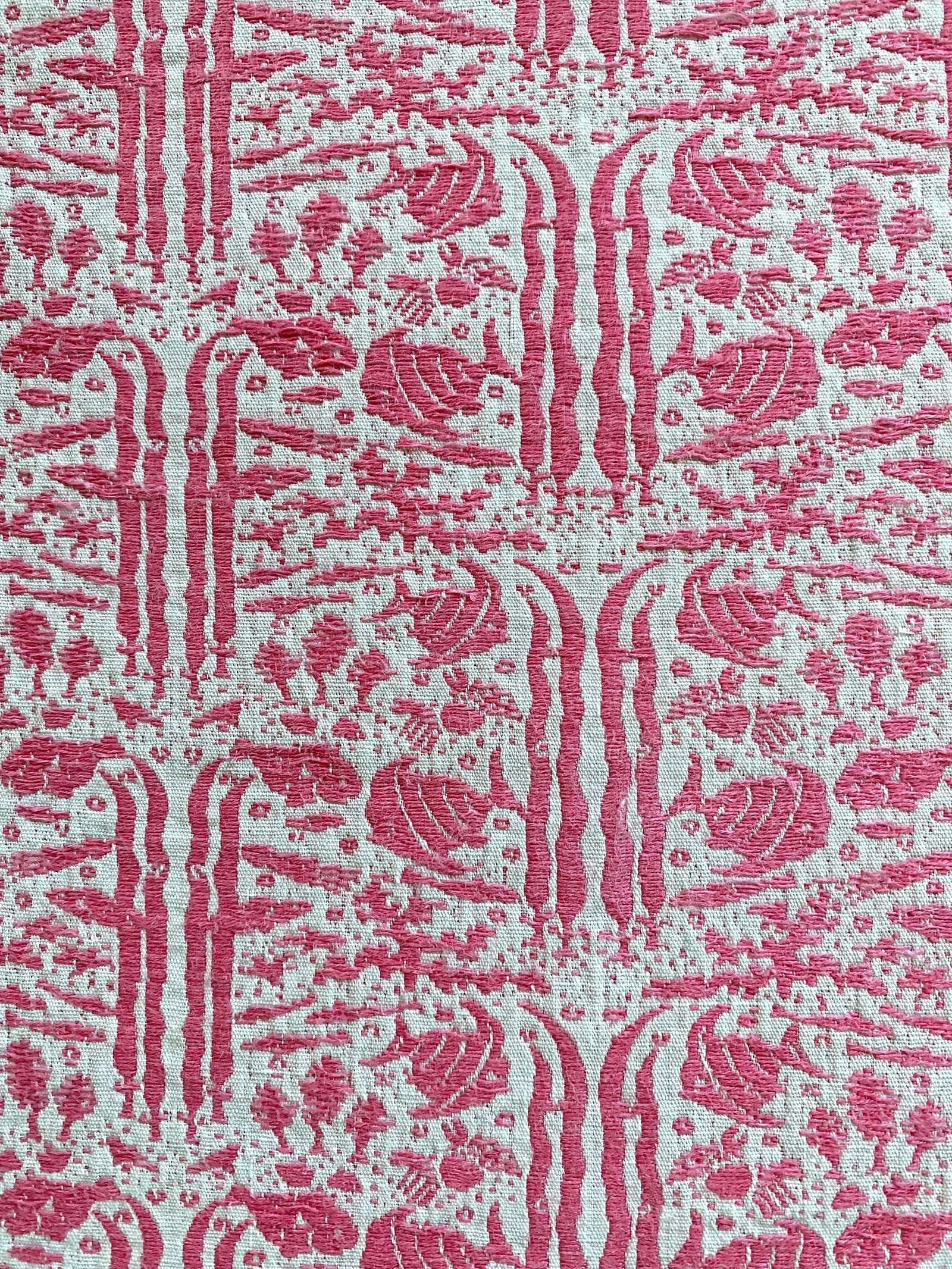 1950s Linen Pink and White Tropical Fish Print Placemats Cloth Napkins - Set of 8 - 4