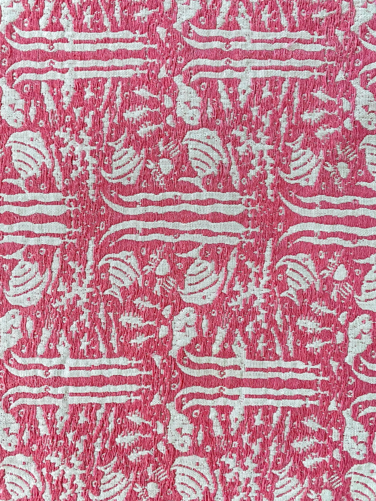 1950s Linen Pink and White Tropical Fish Print Placemats Cloth Napkins - Set of 8 - 5