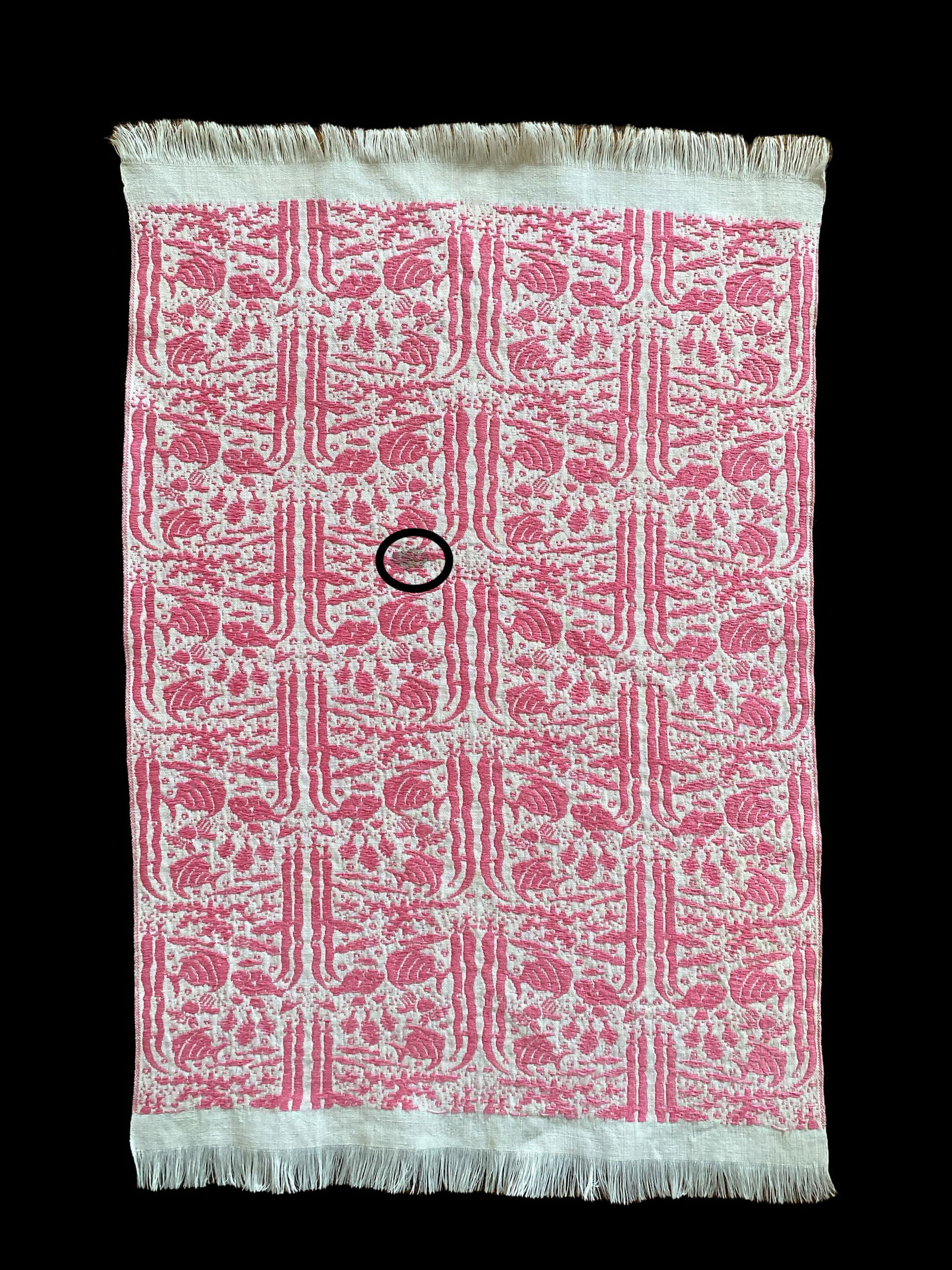 1950s Linen Pink and White Tropical Fish Print Placemats Cloth Napkins - Set of 8 - 9