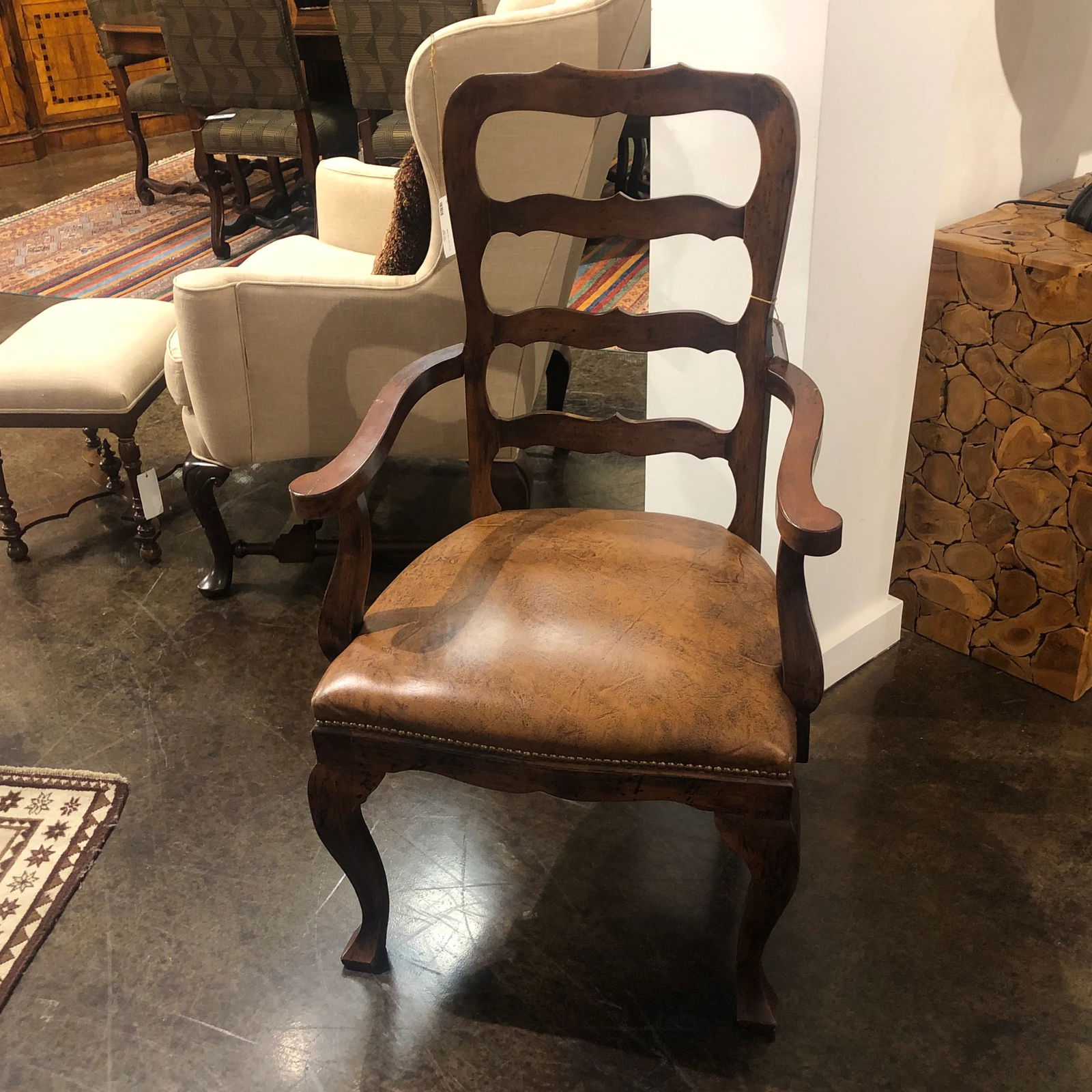 Ladder Back Arm Chair in a Cappuccino Finish - 2