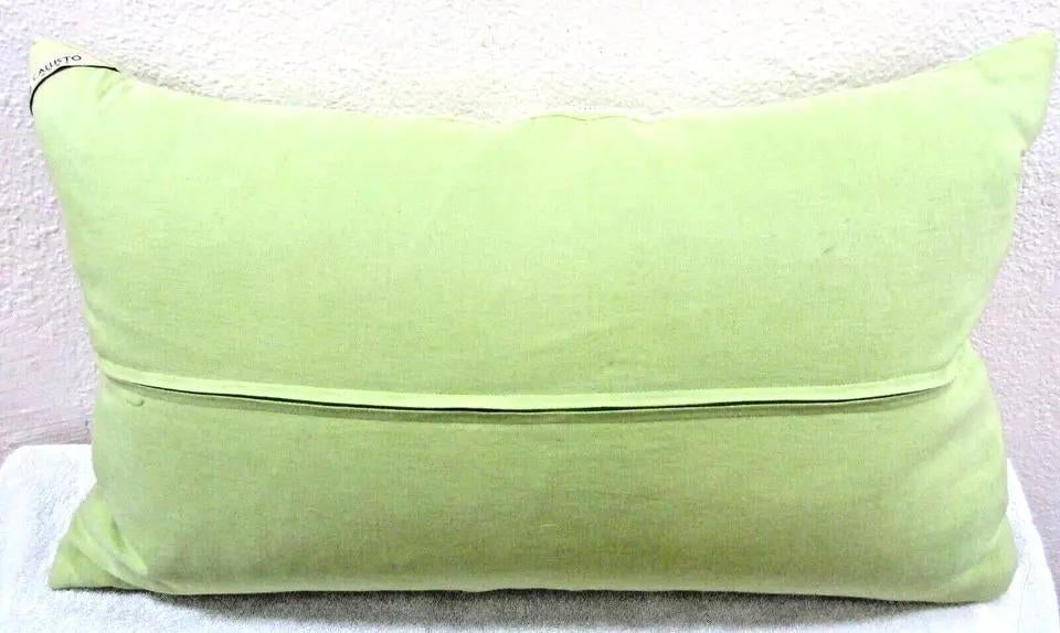 1990s Callisto Home Green With White Embroidered Down Decorator Pillow - 5