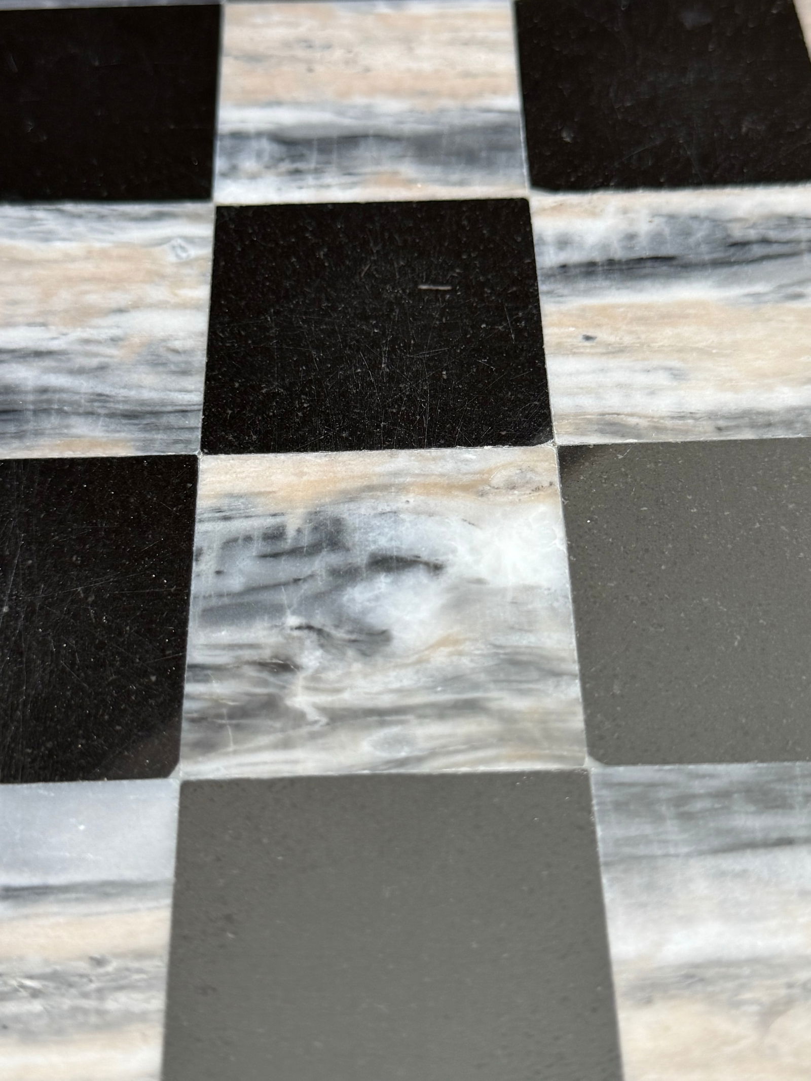 1970's Marble Chess Game Set Black and Gray Onyx - 33 Pieces - 5