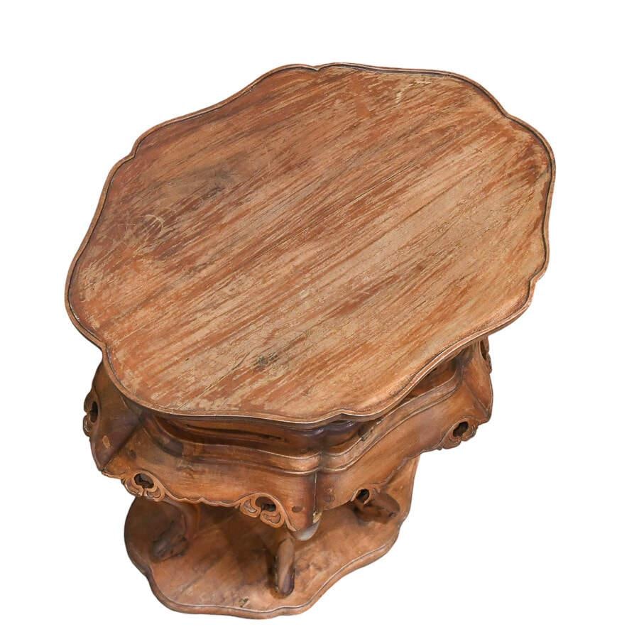 Carved Chinese Ming Style Hardwood Side Table Stand - 2