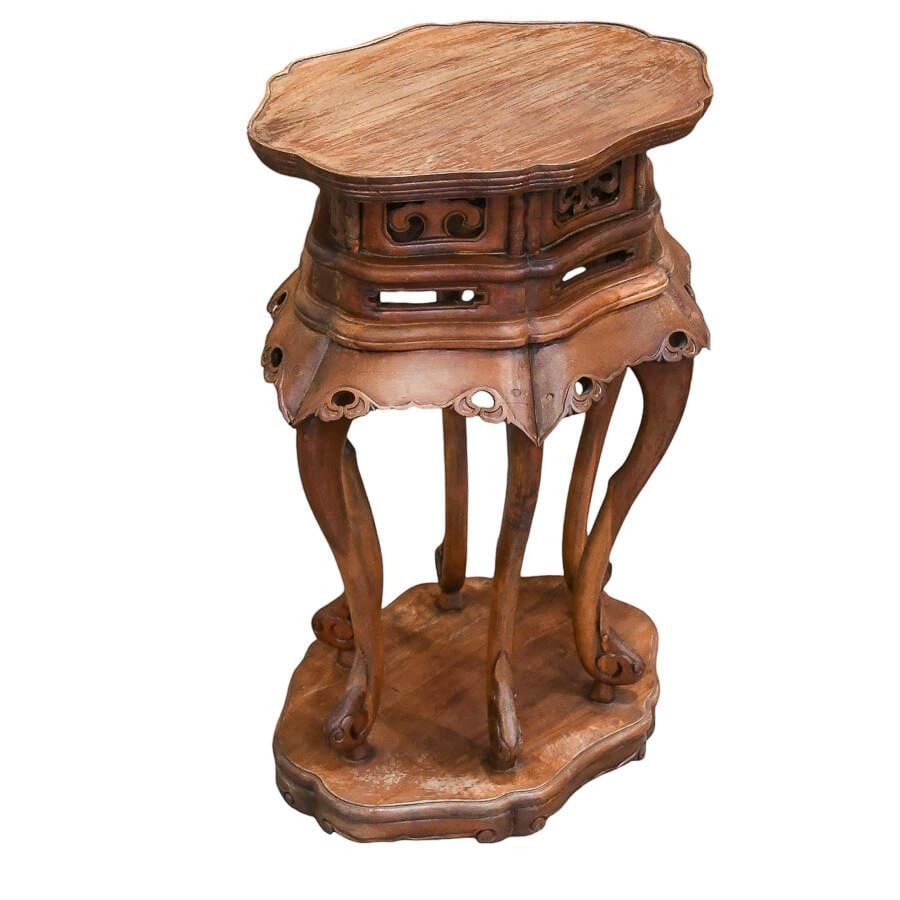 Carved Chinese Ming Style Hardwood Side Table Stand - 4