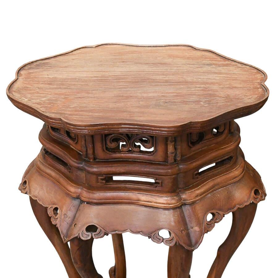 Carved Chinese Ming Style Hardwood Side Table Stand - 6