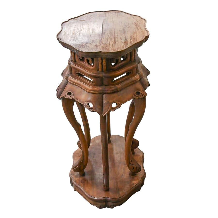 Carved Chinese Ming Style Hardwood Side Table Stand - 7