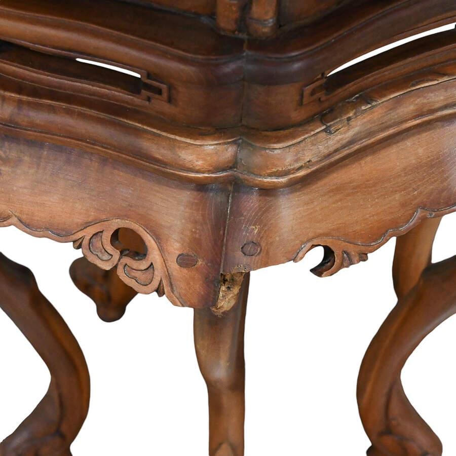 Carved Chinese Ming Style Hardwood Side Table Stand - 9