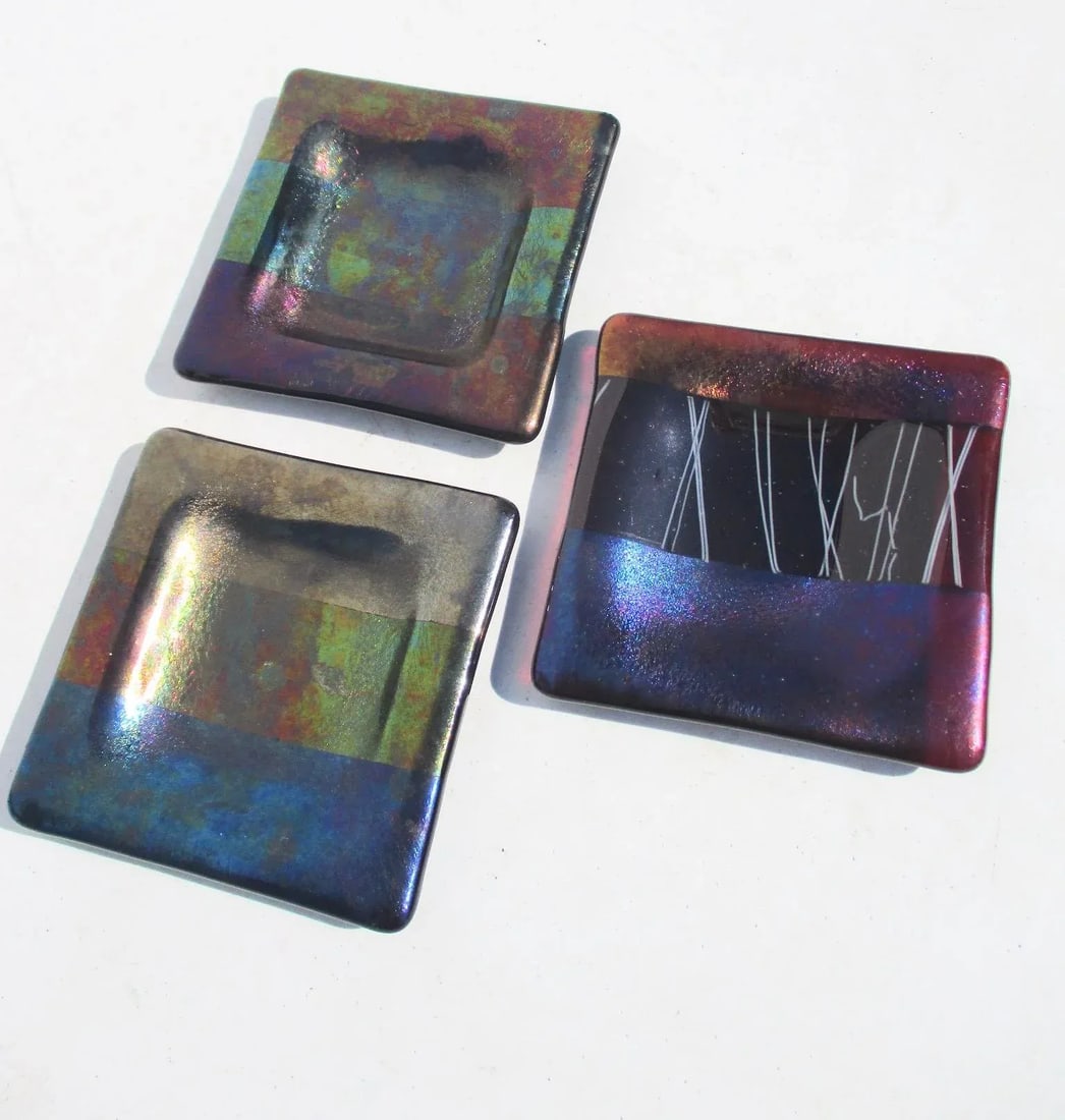 Dichroic Glass Desk Trays - Set of 3 - 6
