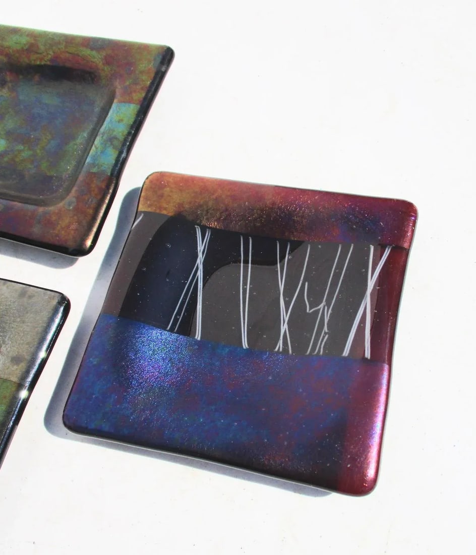 Dichroic Glass Desk Trays - Set of 3 - 8