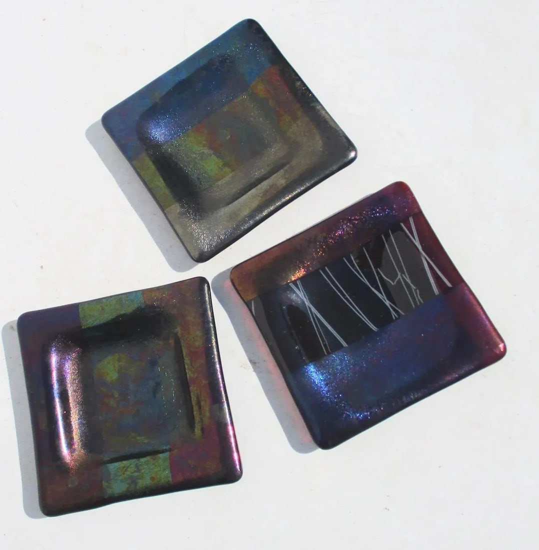 Dichroic Glass Desk Trays - Set of 3 - 9