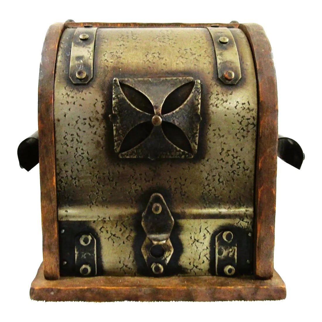 French Arts & Crafts Wine Cave Bottle Holder With Decorative Metal Work, Circa 1920s: Arts & Crafts Wine Cave Bottle Holder with Decorative Metal Work circa 1920s Arts & Crafts Wine Cave with Decorative Metal Work, circa 1920s Box from the Arts & Crafts period, Made in France. A very