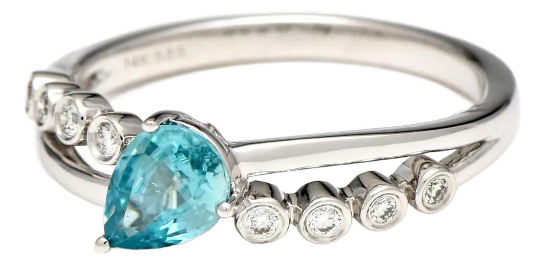 14KW Blue Zircon(.91) & Diamond(.10) Ring (1 of 5)