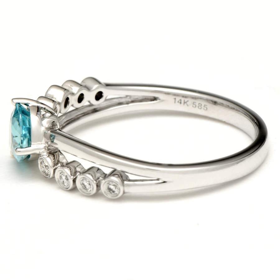 14KW Blue Zircon(.91) & Diamond(.10) Ring - 3